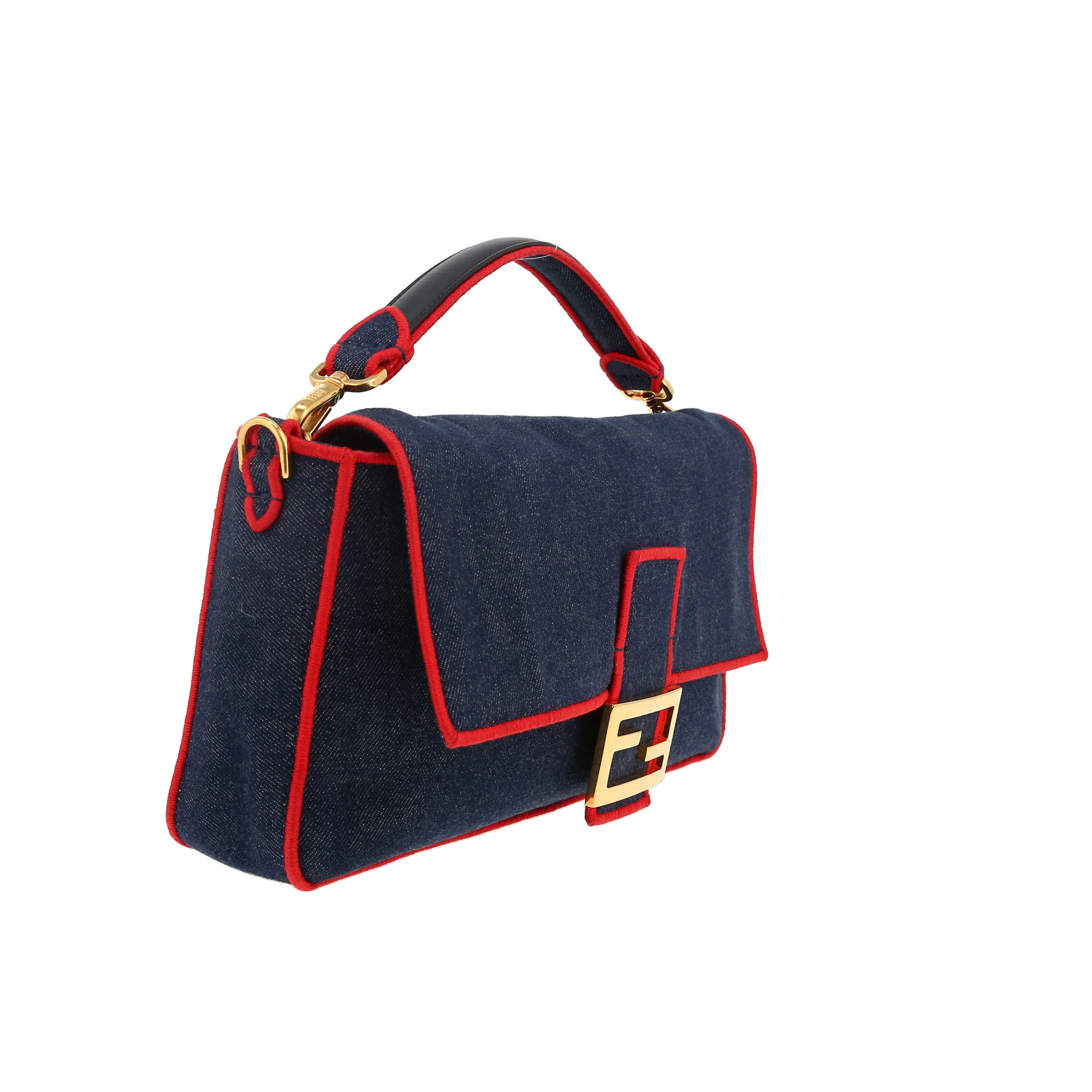 Fendi  Baguette handbag  in blue and red denim canvas