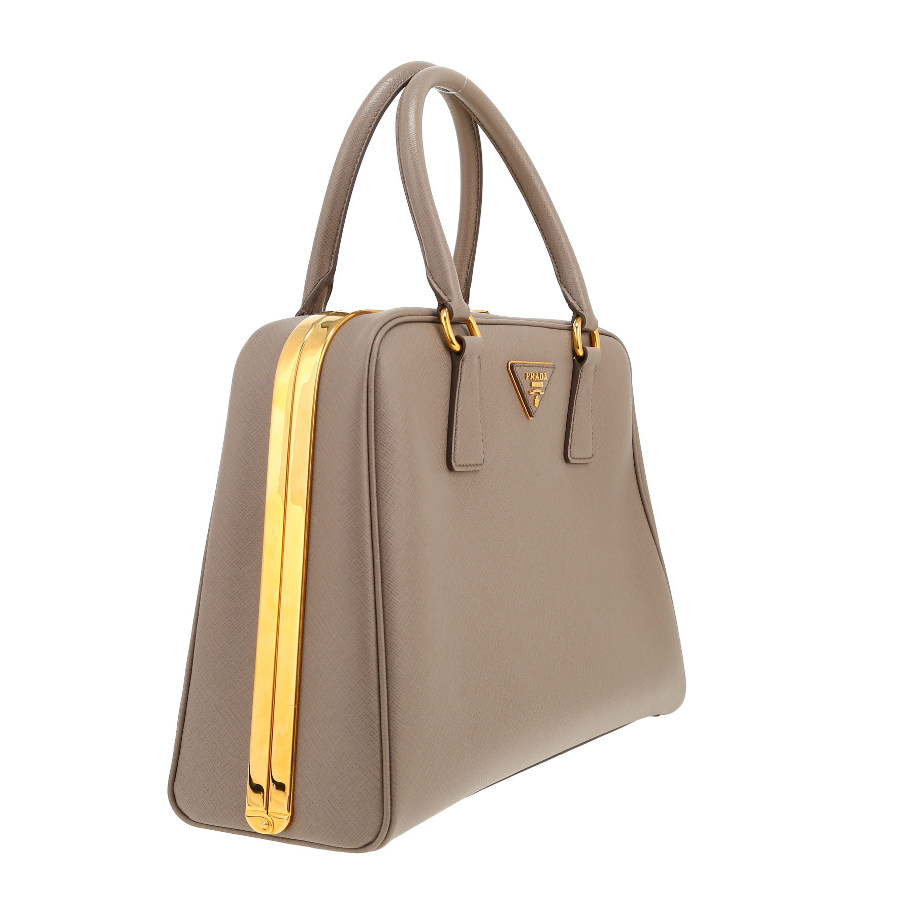 Sac à main Prada  Pyramid en cuir taupe