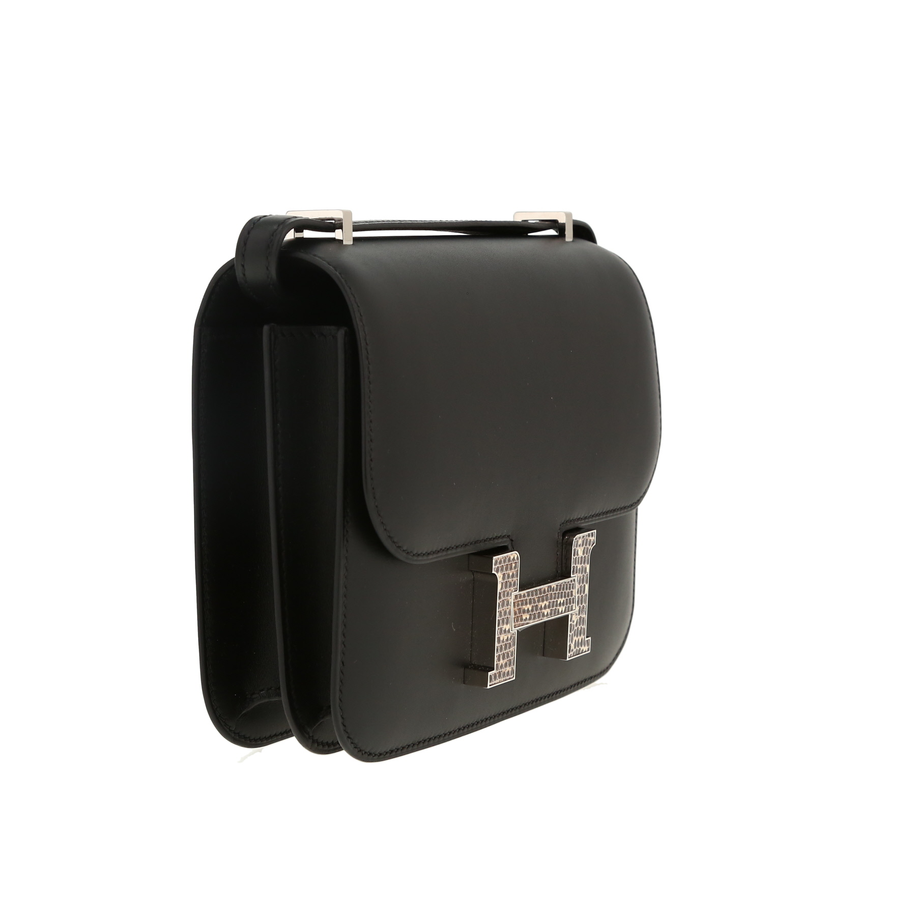 Sac à main Hermès  Constance en cuir Swift noir