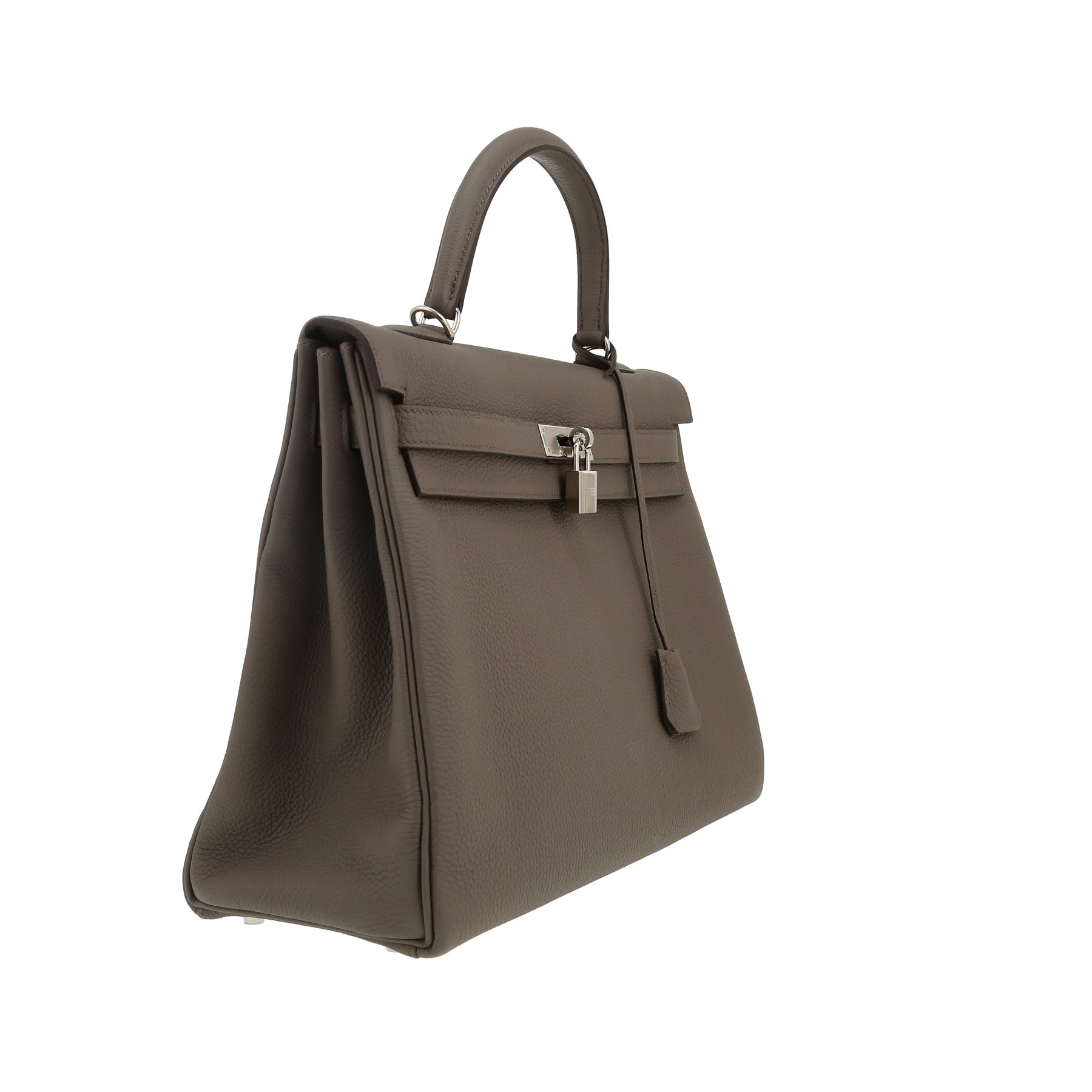 Borsa Hermès  Kelly 35 cm in pelle togo grigia