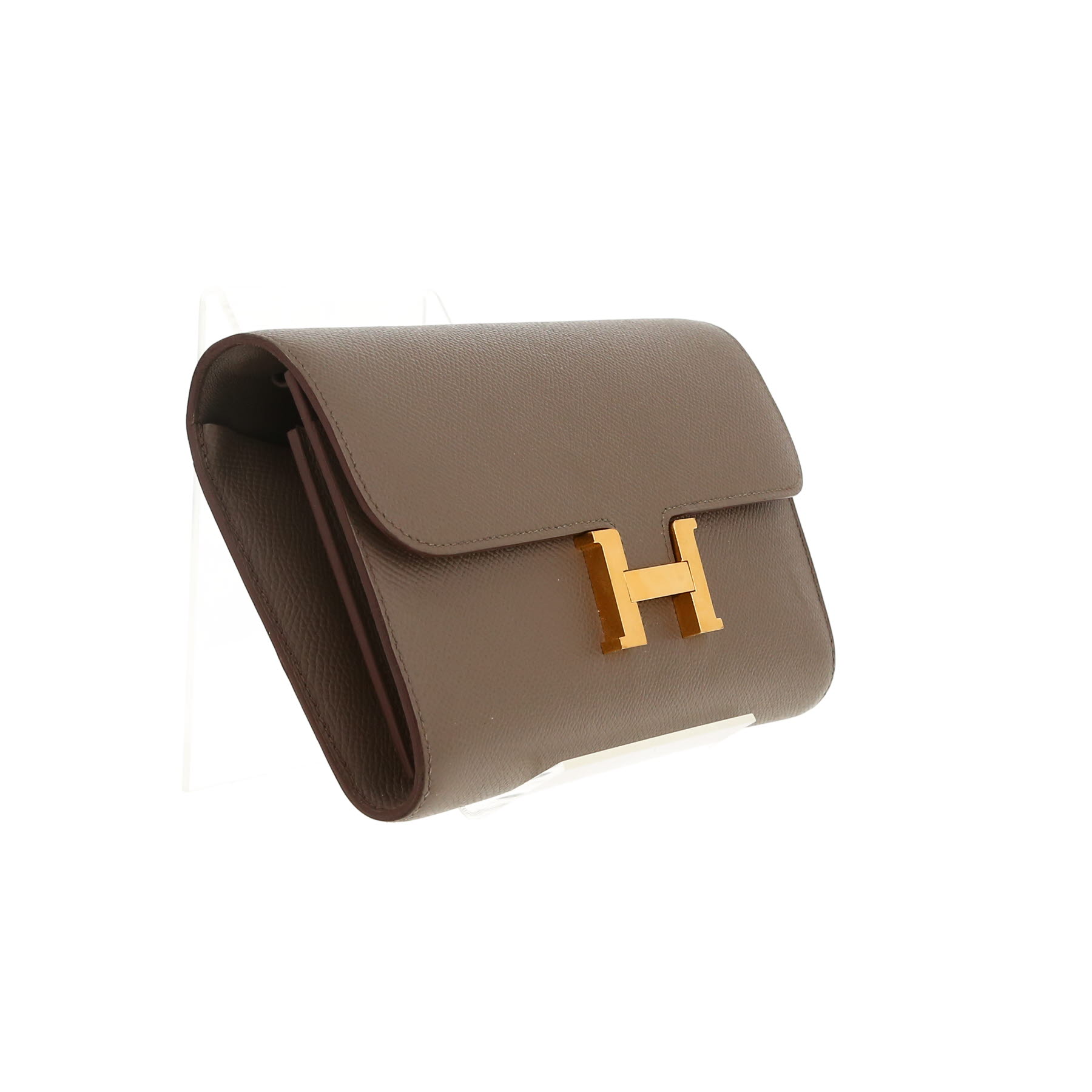 Sac bandoulière Hermès  Constance Long To Go en cuir epsom gris