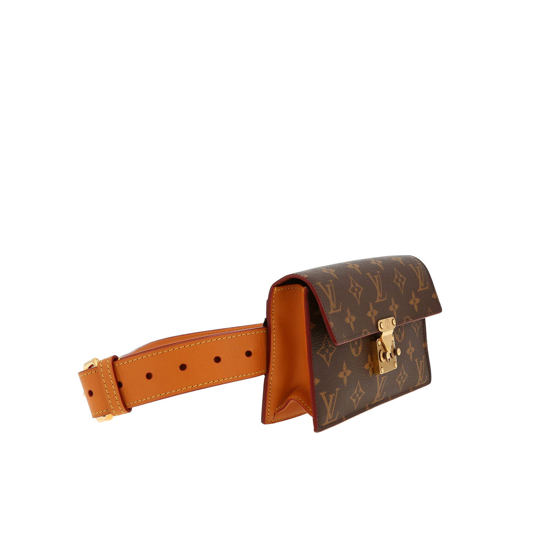 Louis Vuitton  Pochette-ceinture clutch-belt  in brown monogram canvas  and brown leather