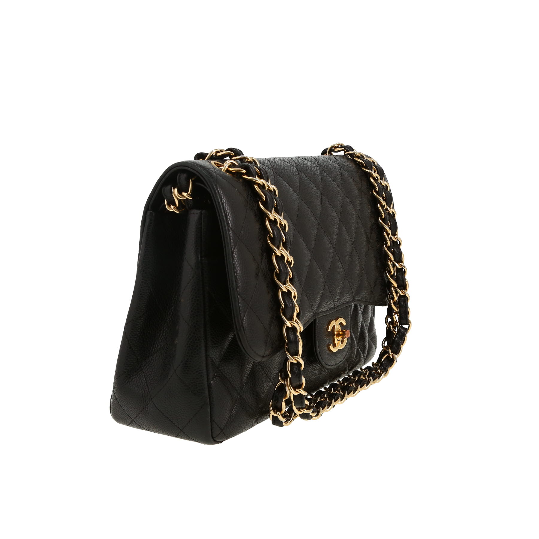 Sac bandoulière Chanel  Timeless Jumbo en cuir grainé matelassé noir