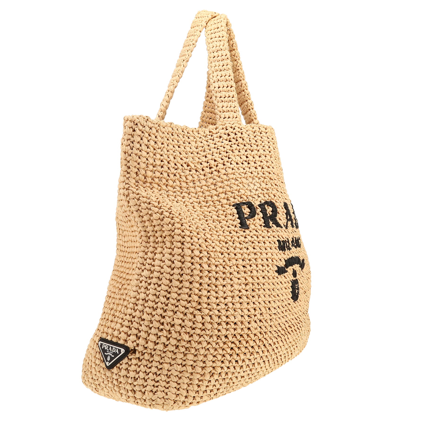 Prada tote bag   in beige and black raffia
