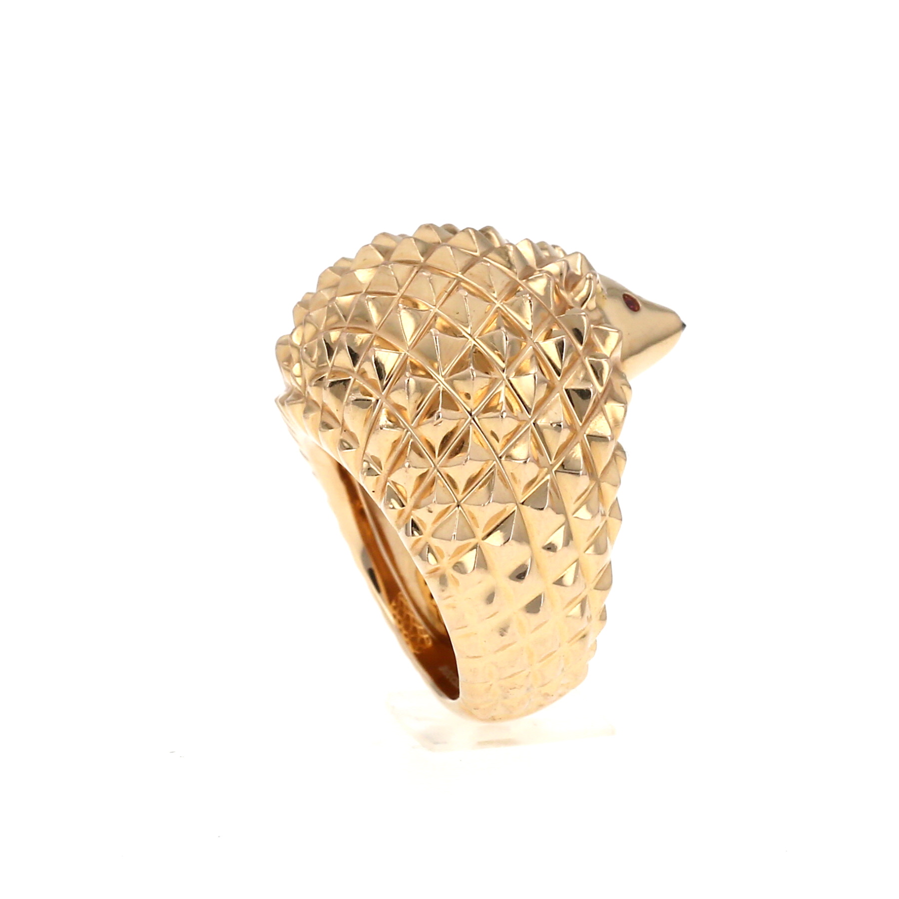 Anello Boucheron Hans le Hérisson modello grande in oro rosa e rubini