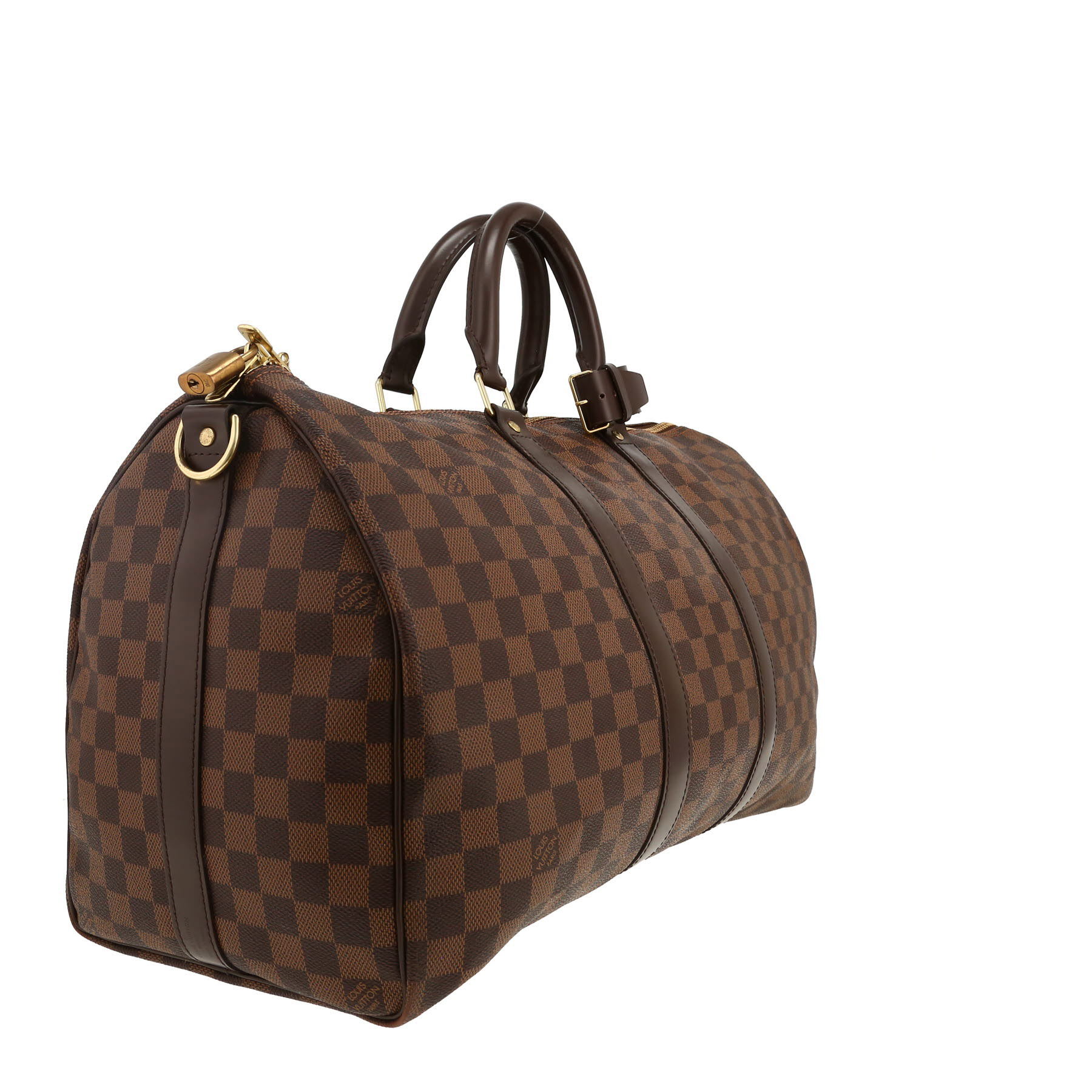 Sac de voyage Louis Vuitton  Keepall 45 en toile damier ébène et cuir marron