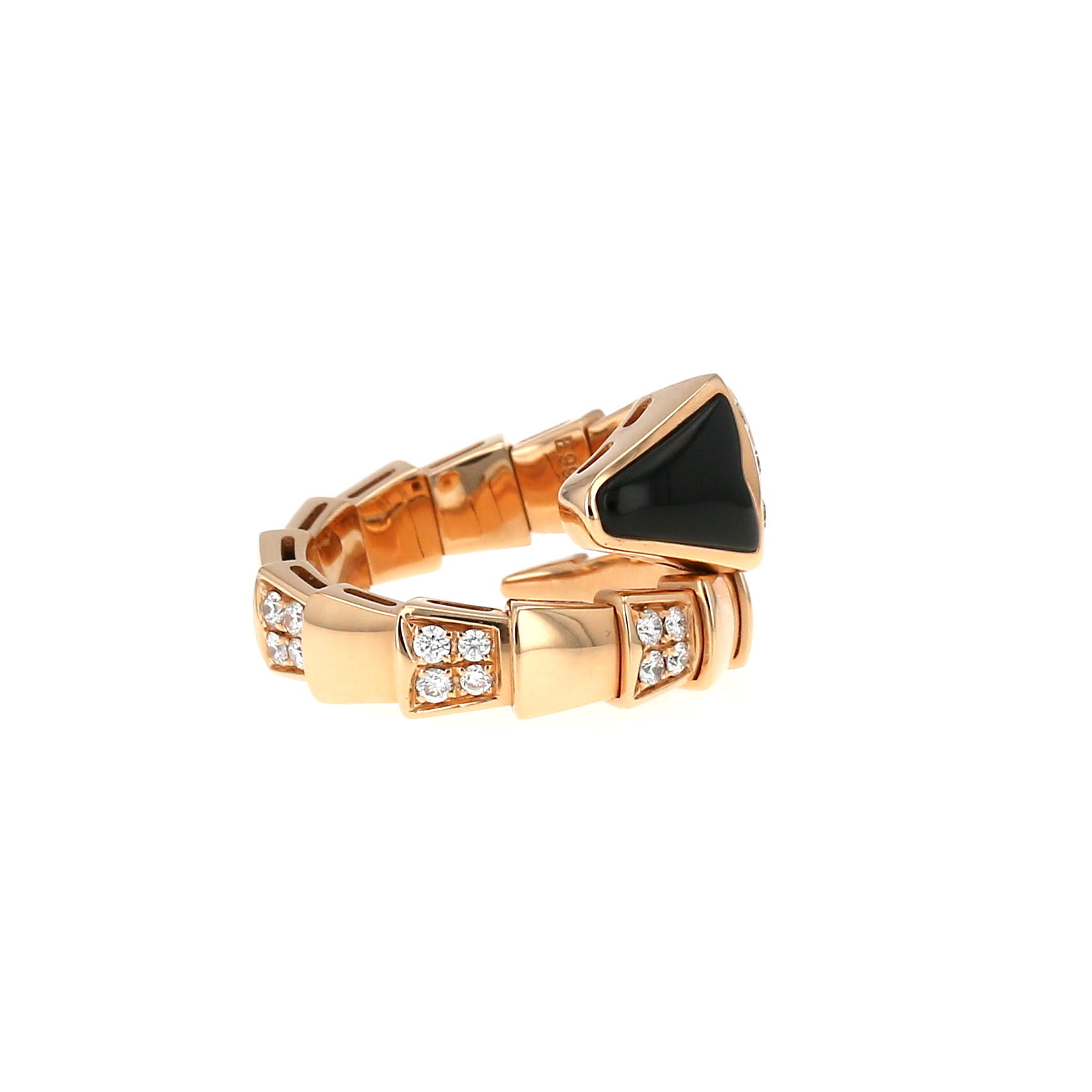 Anello Bulgari Serpenti Viper in oro rosa, diamanti e onice
