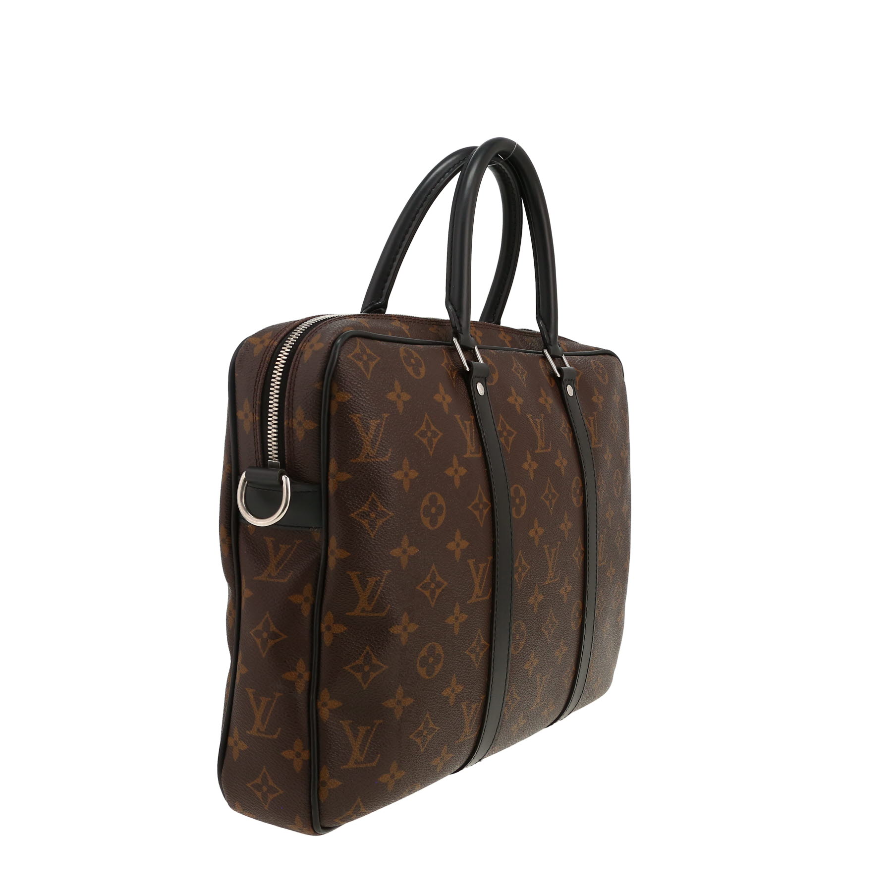 Porte-documents Louis Vuitton  Dandy en toile monogram marron et cuir noir
