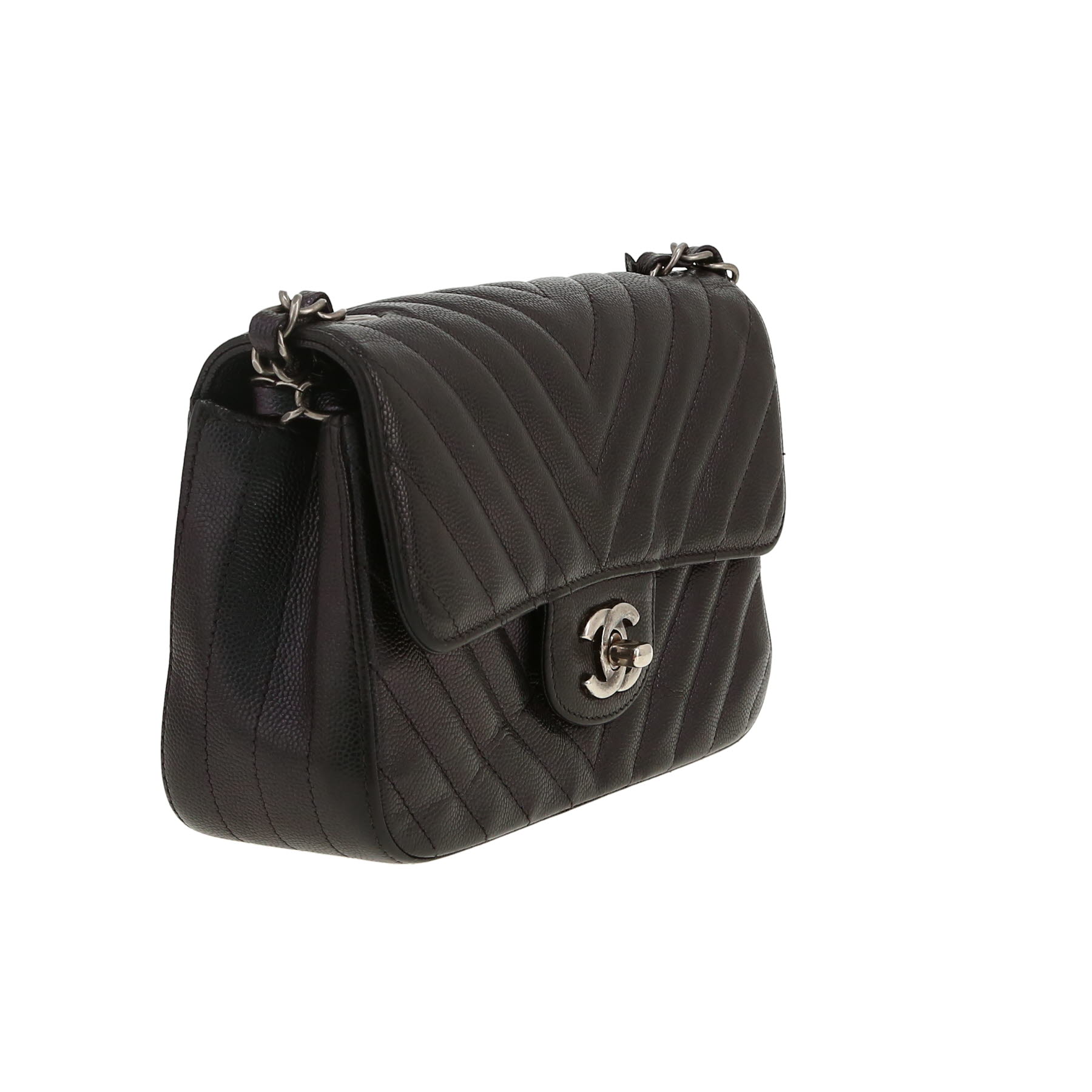 Sac bandoulière Chanel  Mini Timeless en cuir irisé matelassé noir