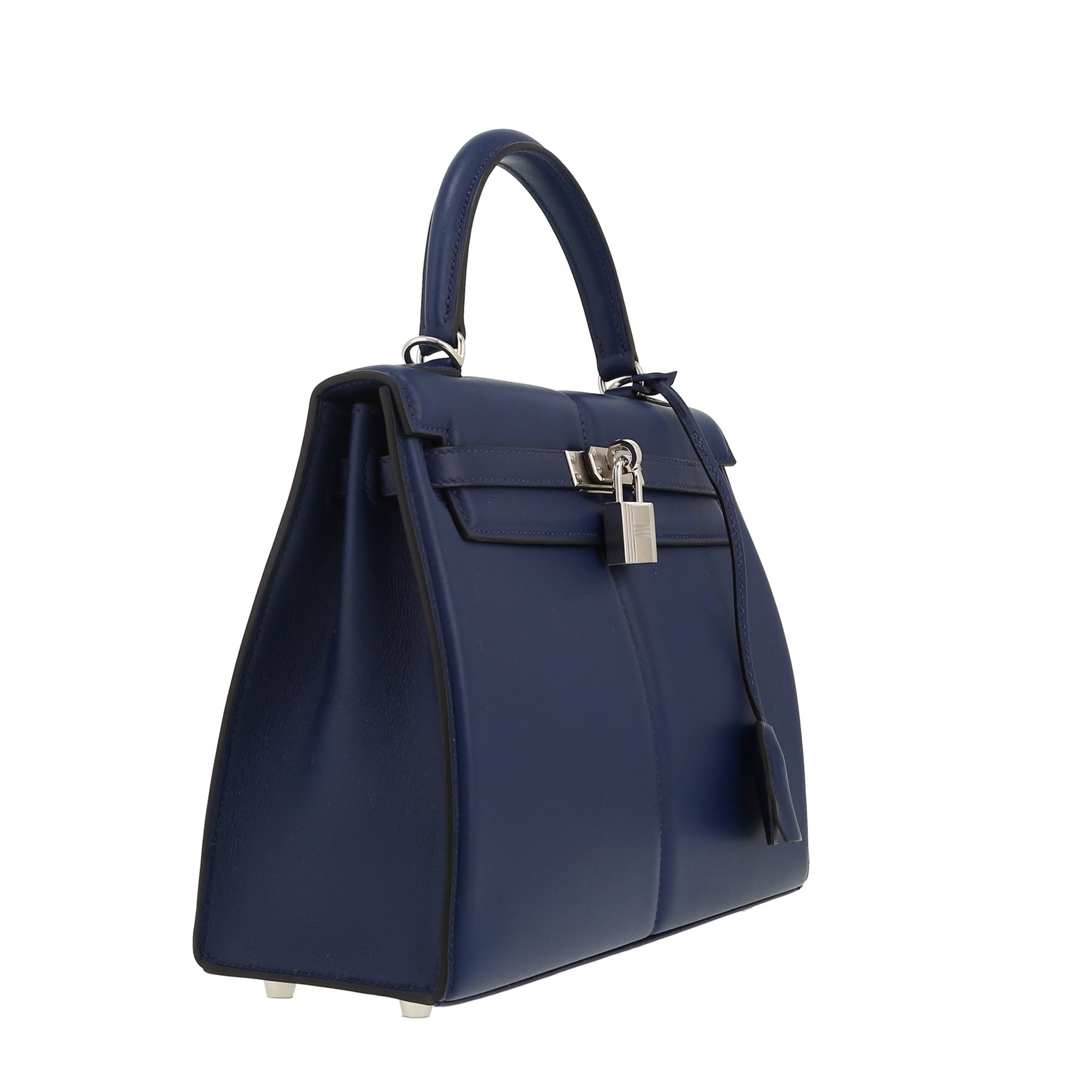 Bolso de mano Hermès  Kelly 25 cm Padded en cuero swift azul Zafiro