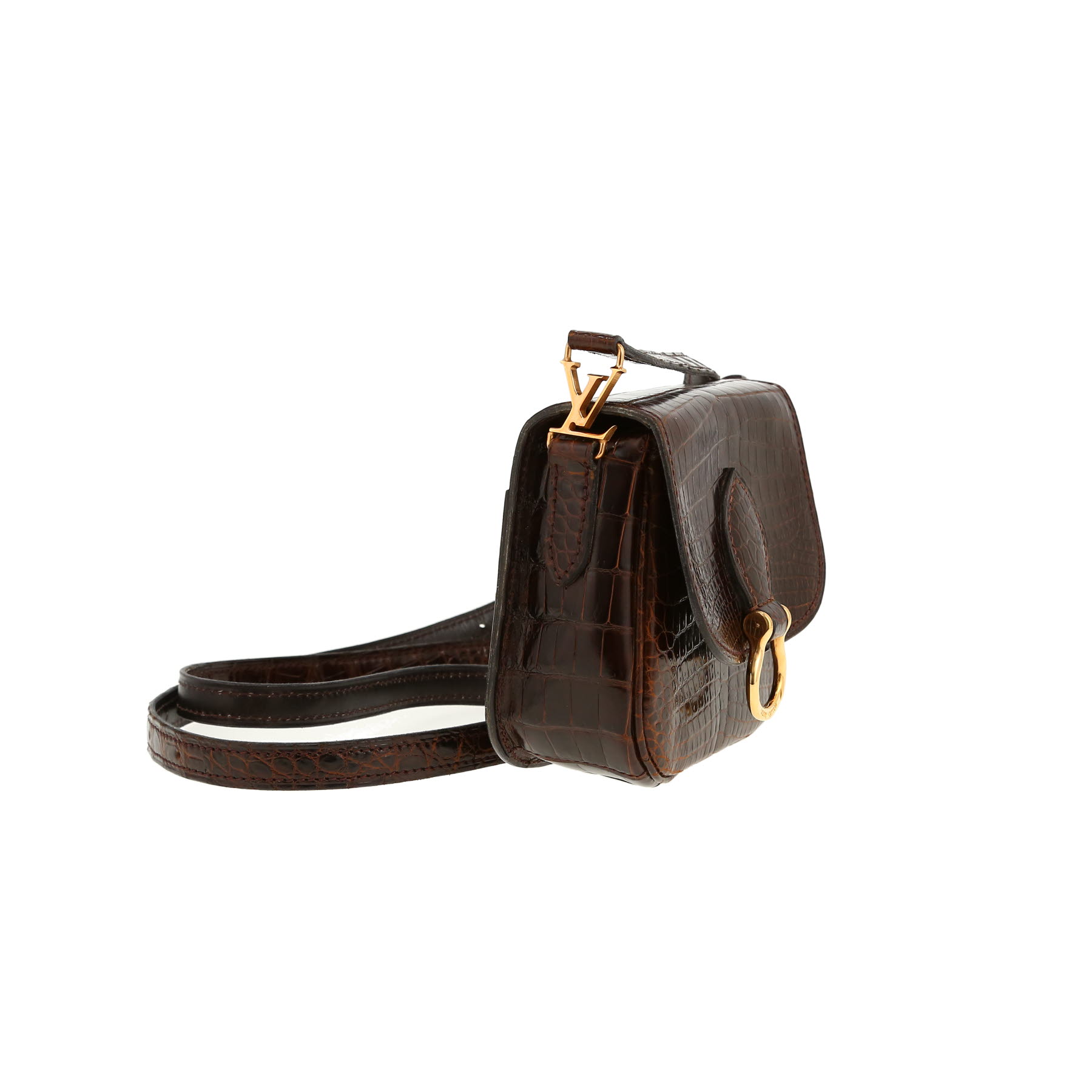 Borsa a tracolla Louis Vuitton  Saint Cloud mini  in coccodrillo marrone