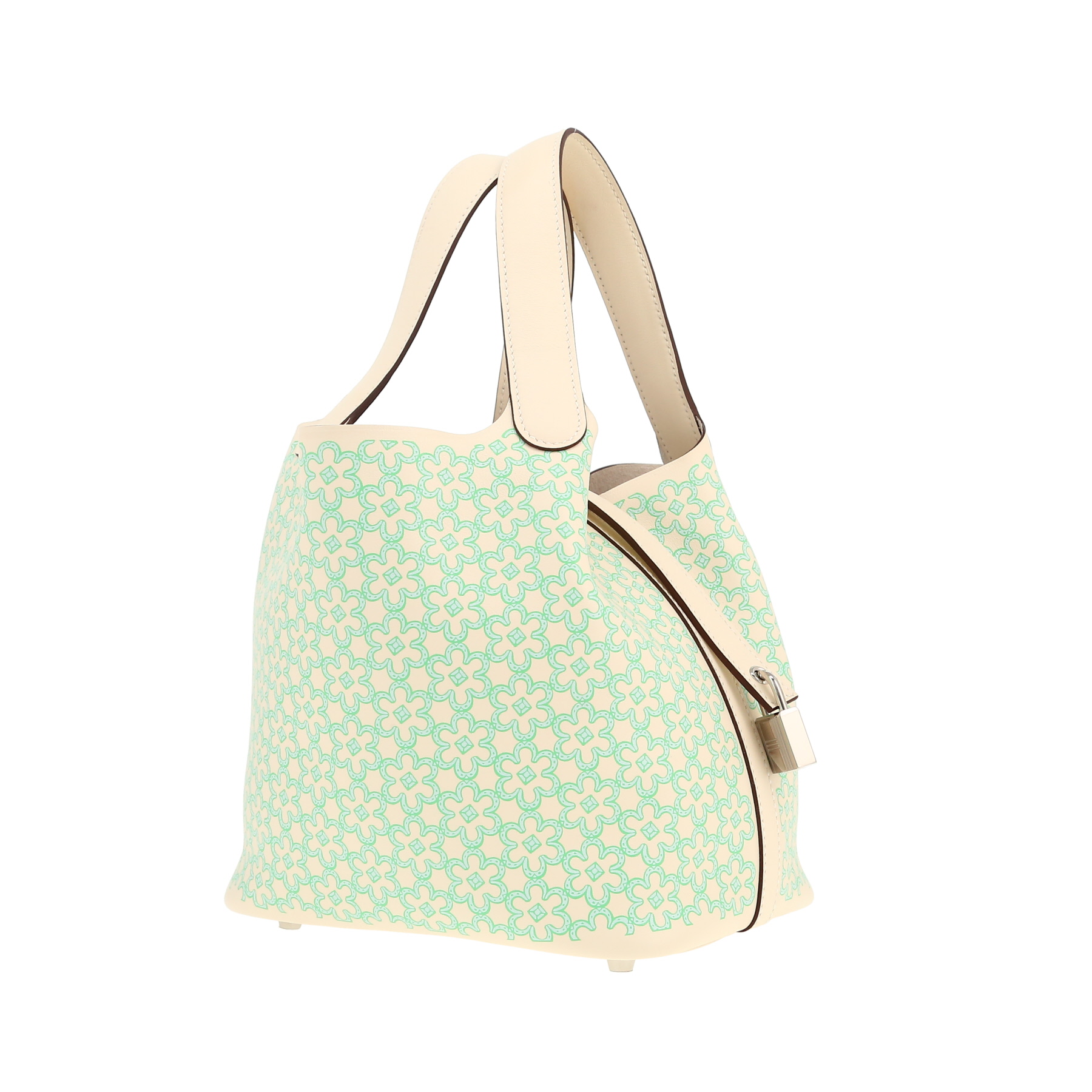 Hermès  Picotin Lock mini  handbag  in Nata and green Swift leather