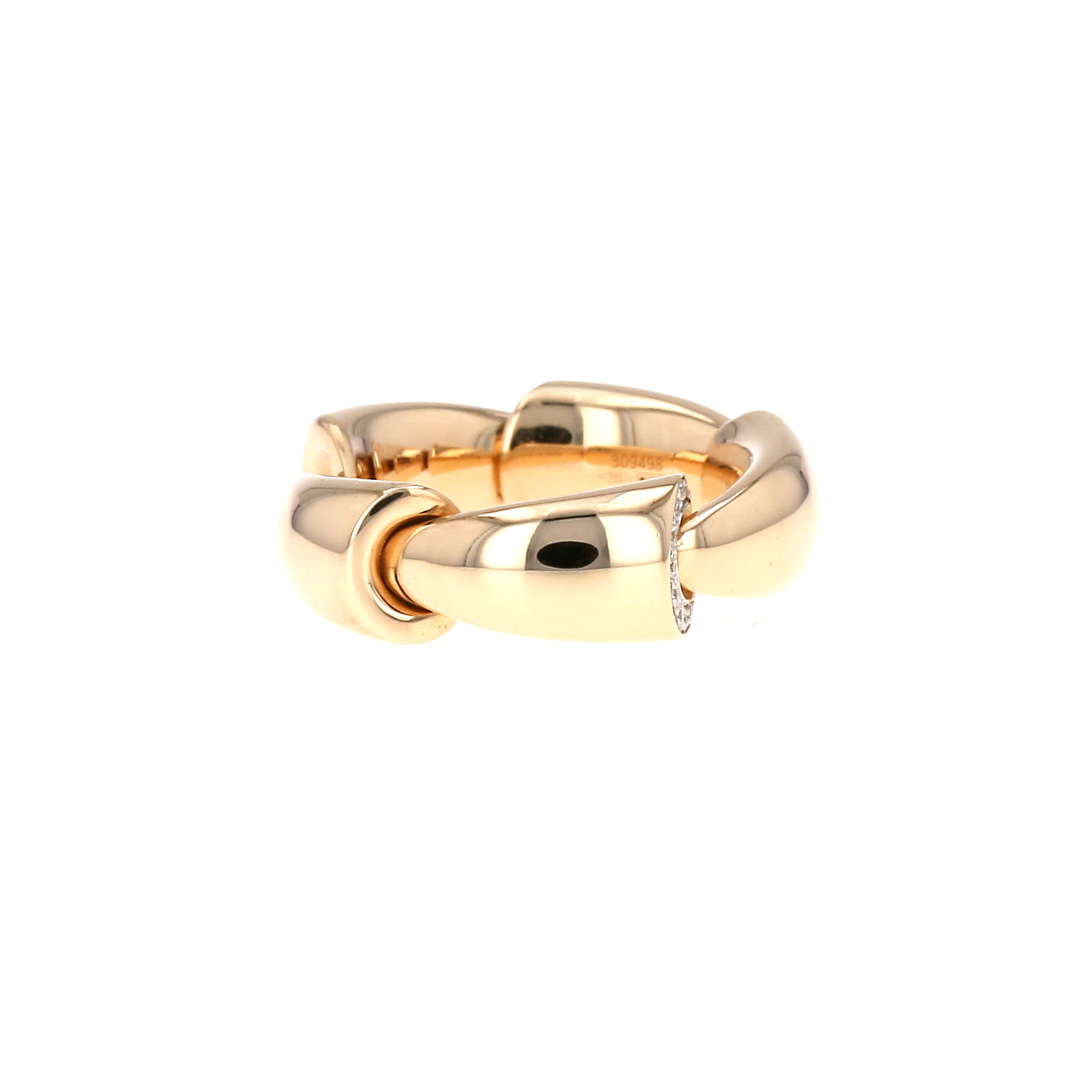 Hald-rigid Vhernier Calla ring in pink gold and diamonds