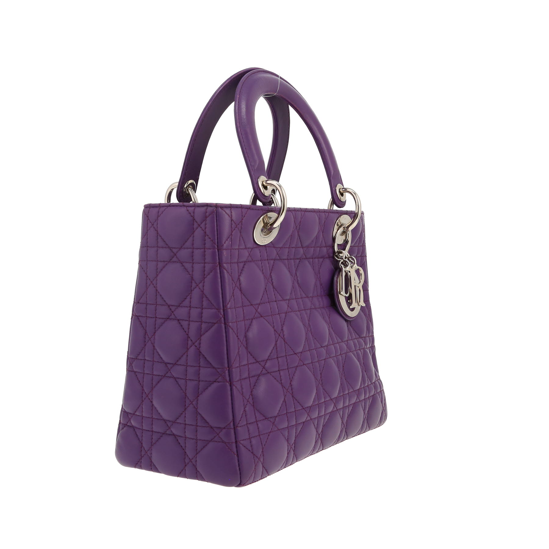 Dior  Lady Dior medium model  handbag  in purple leather cannage