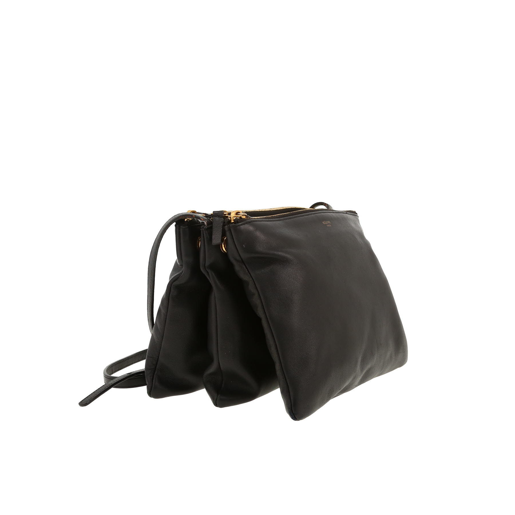 Celine  Trio shoulder bag  in black leather