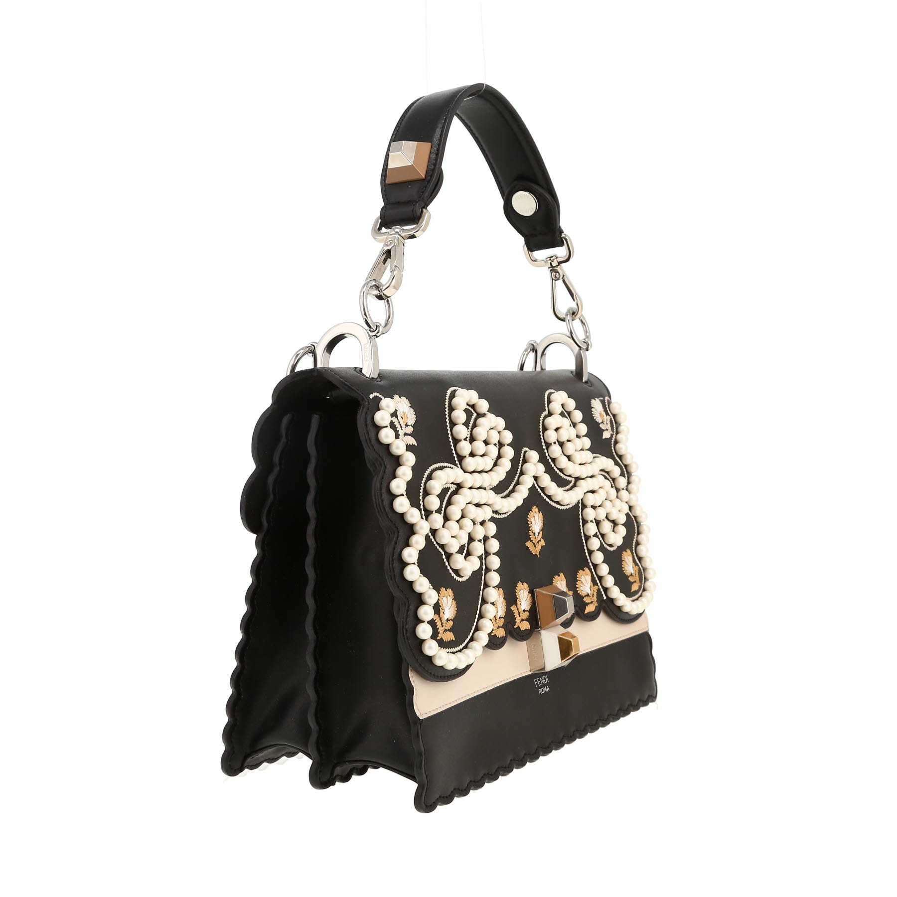 Fendi  Kan I handbag  in black leather  and beige leather
