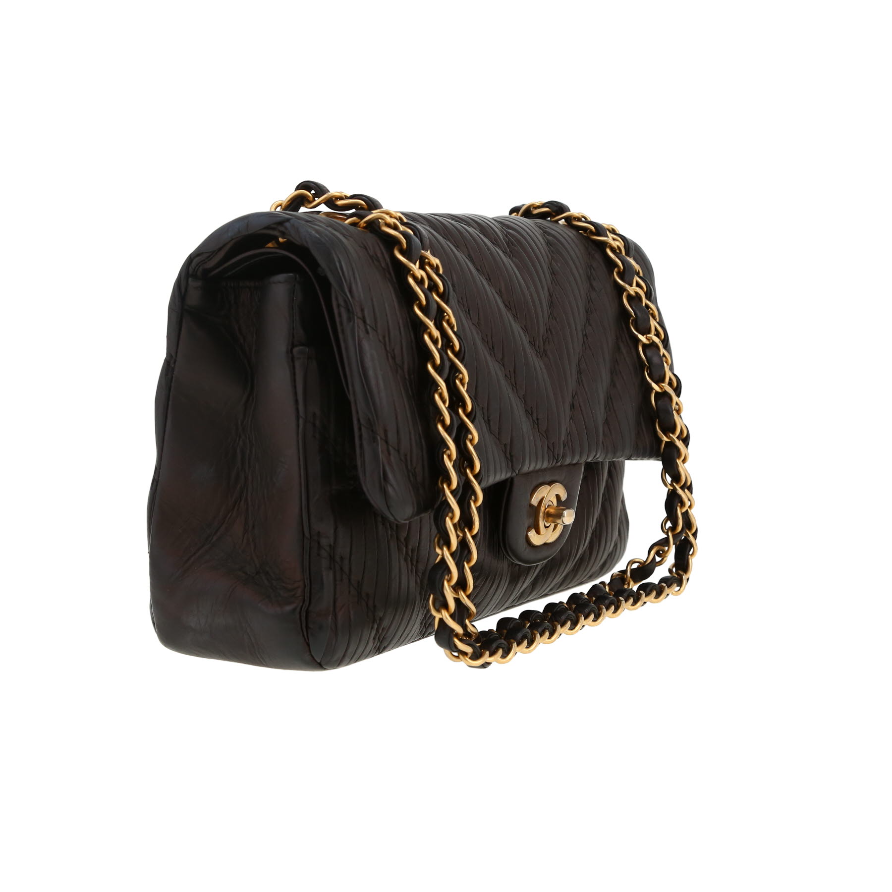 Chanel  Timeless Classic medium model  handbag  in black chevron quilted leather