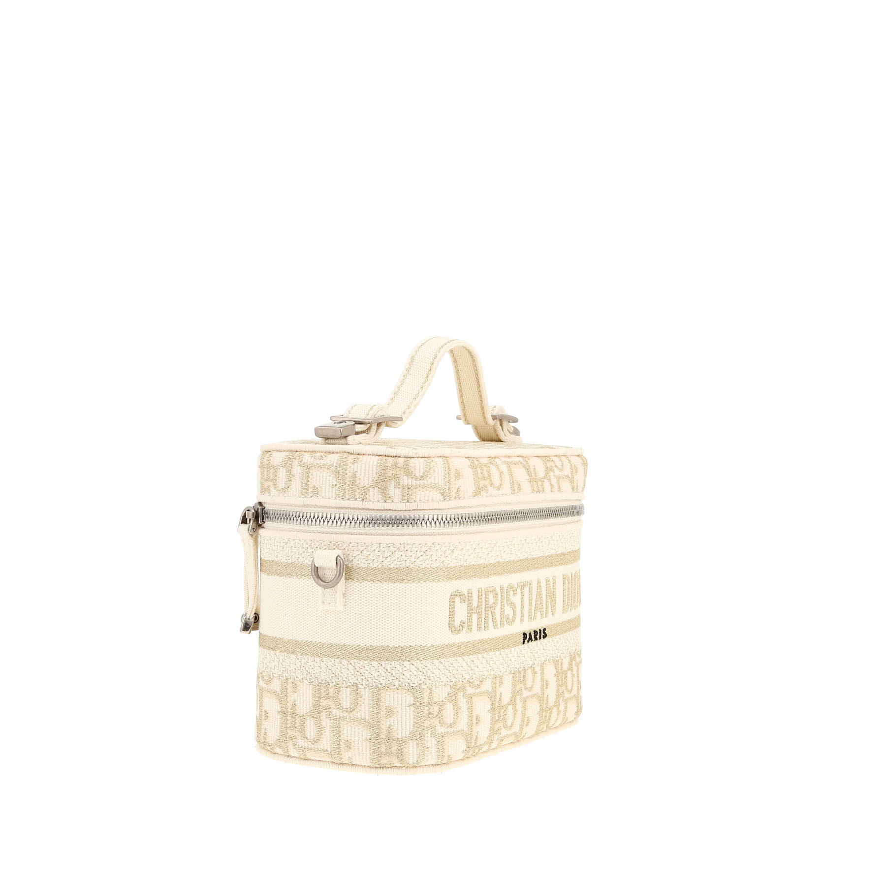 Borsa a tracolla Dior  Travel Vanity in tessuto a monogramma Oblique beige e dorato