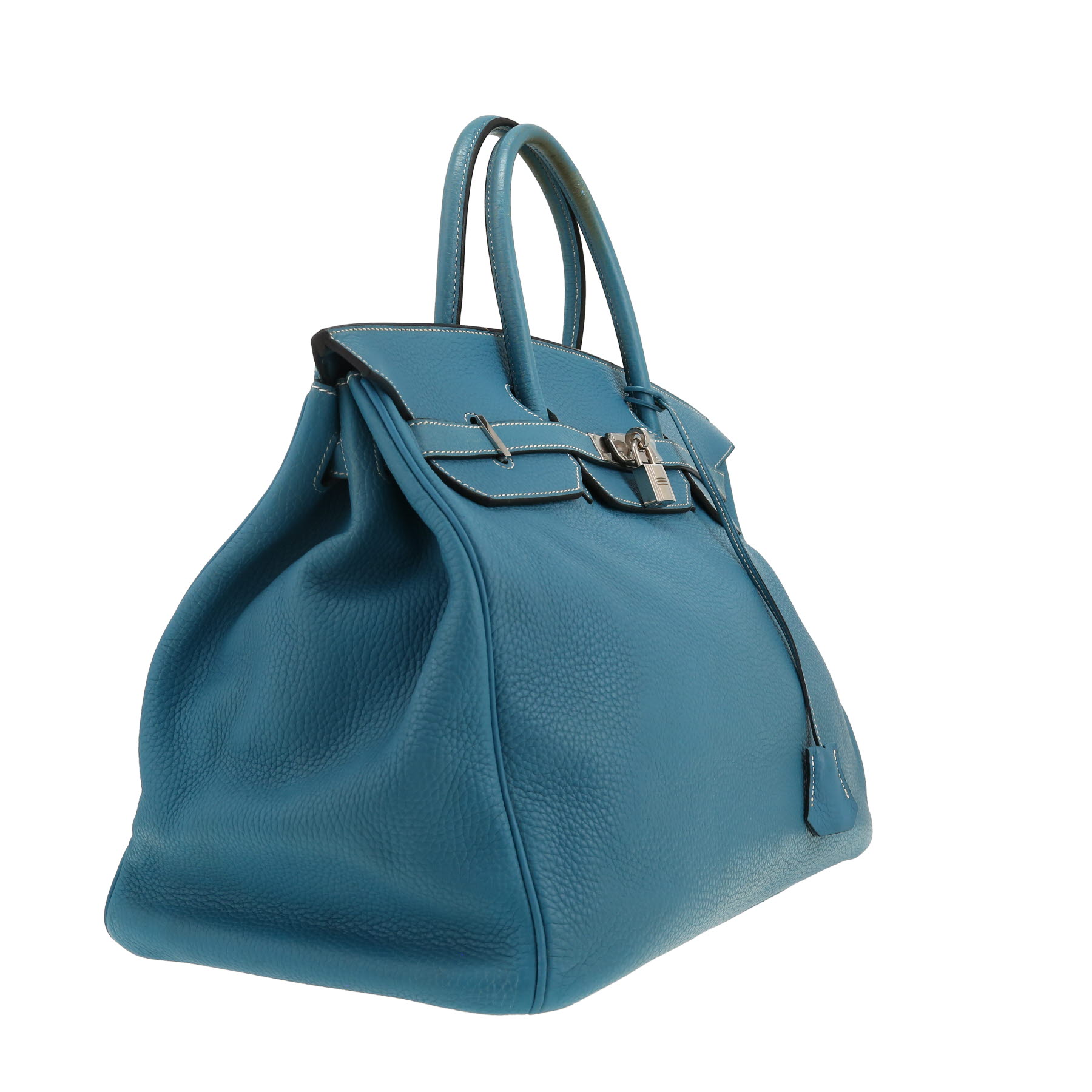 Borsa Hermès  Birkin 40 cm in pelle togo blu