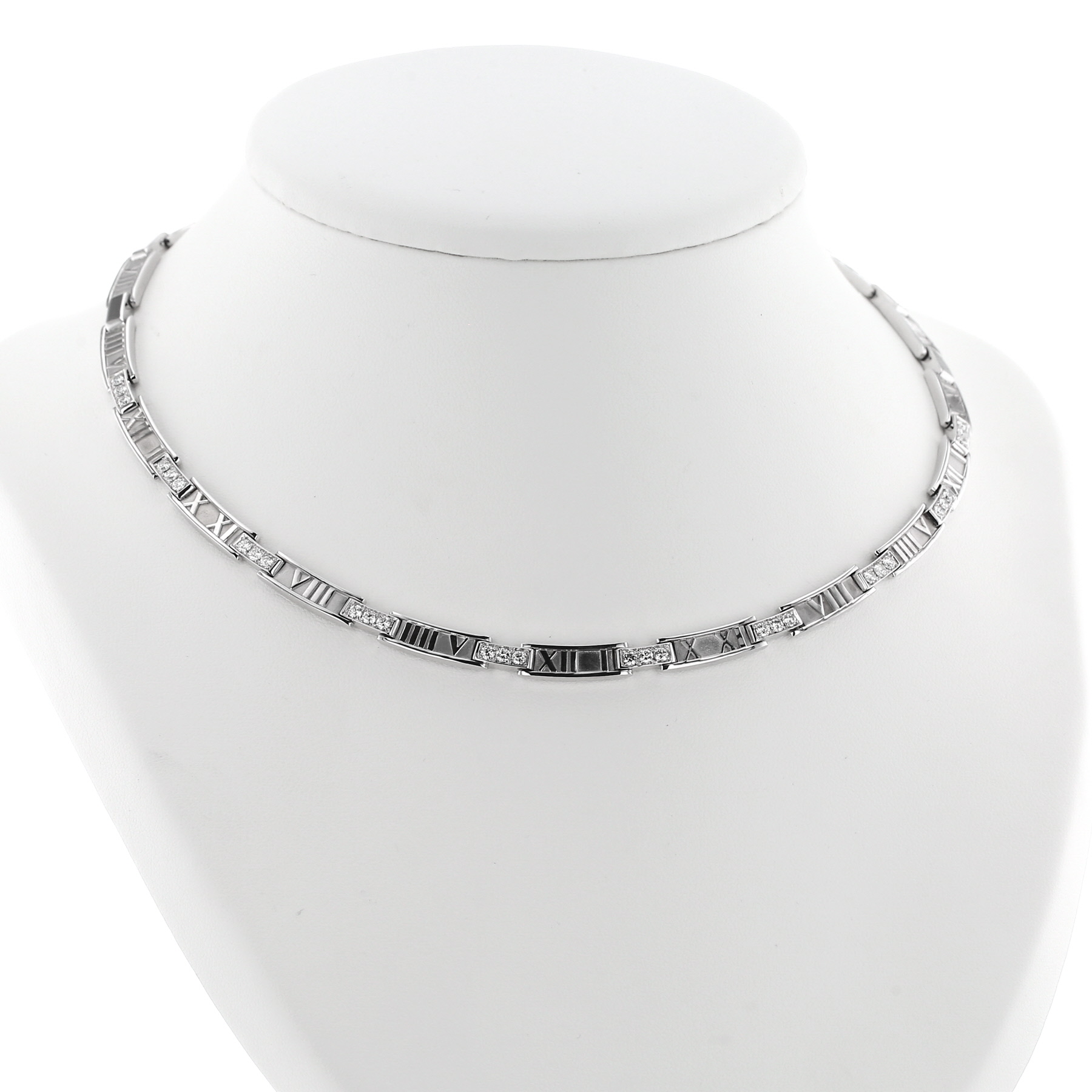 Collier Tiffany & Co Atlas en or blanc et diamants