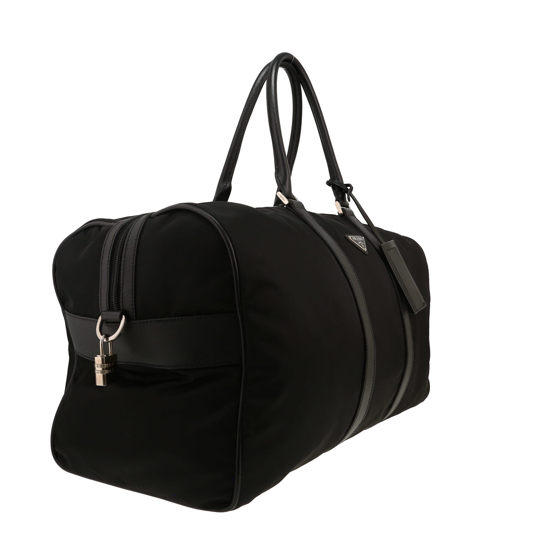 Prada   travel bag  in black canvas  and black leather
