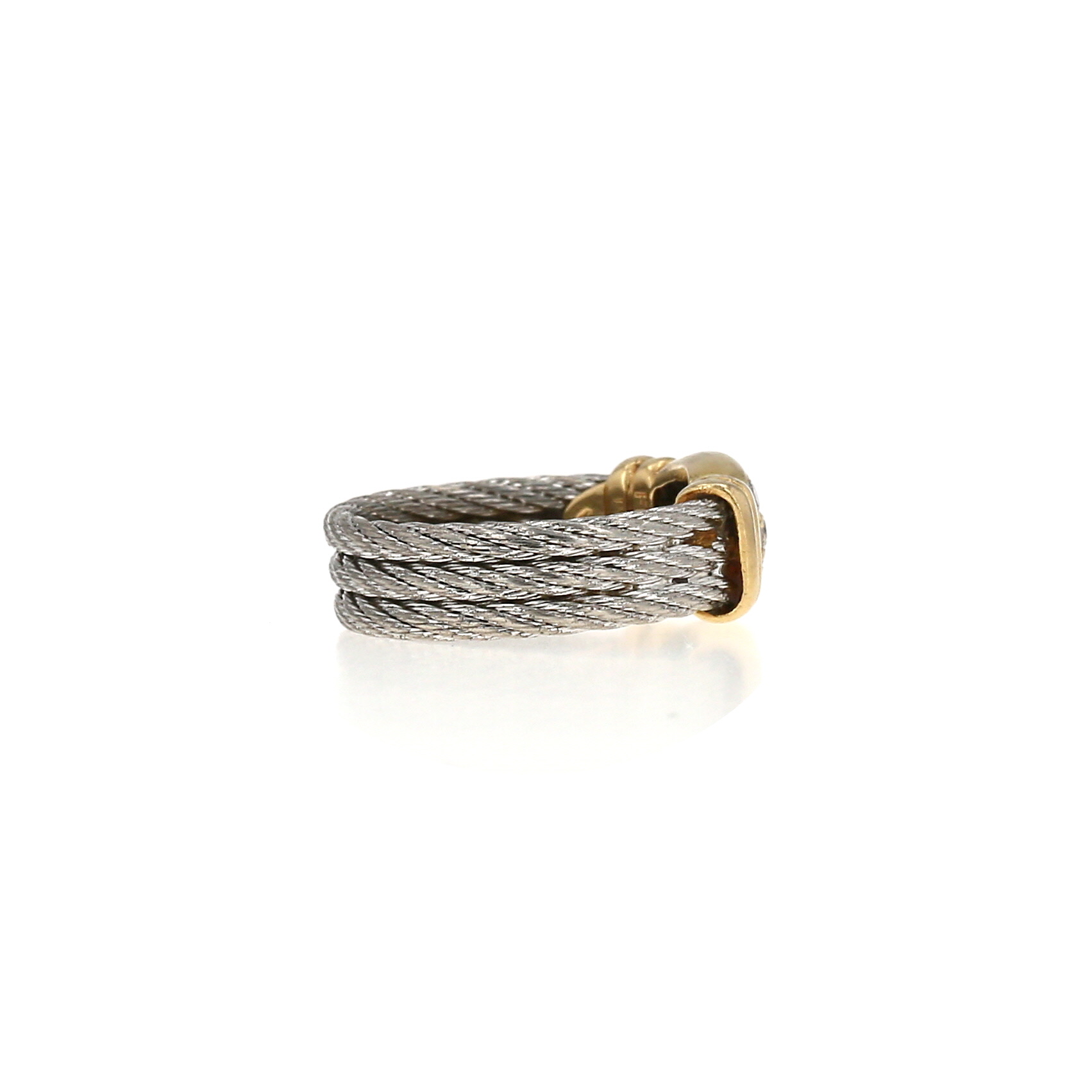 Bague Fred Force 10 en acier, or jaune et diamants