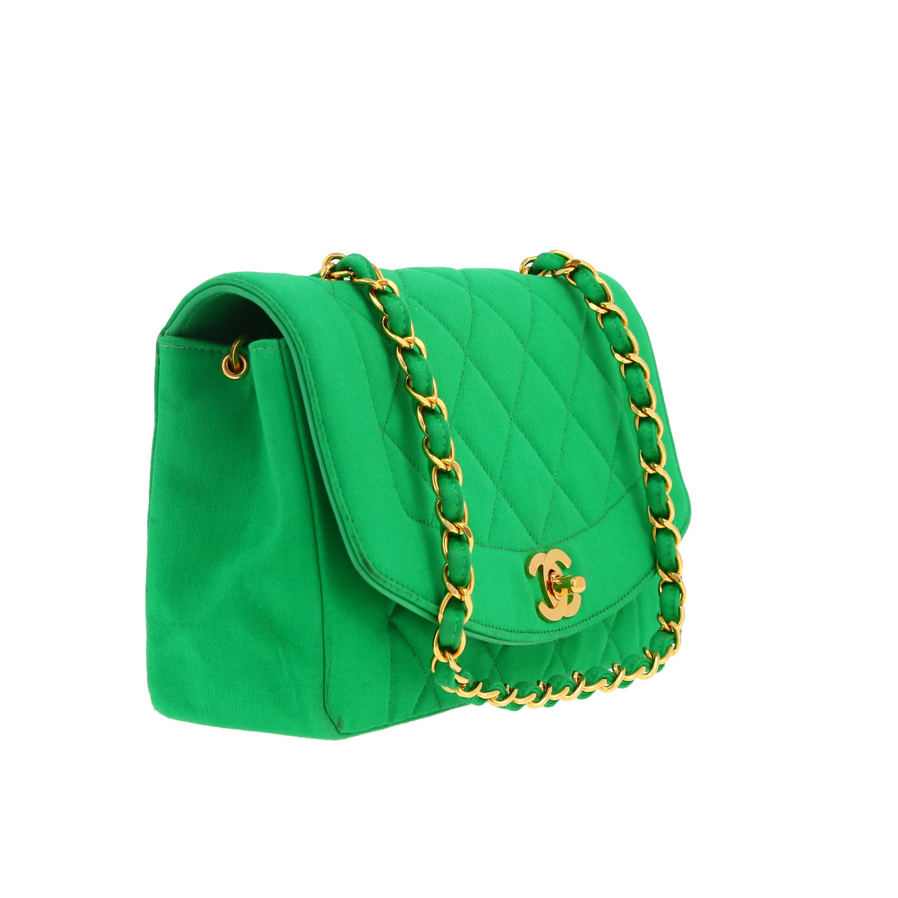Chanel  Diana shoulder bag  in green satin