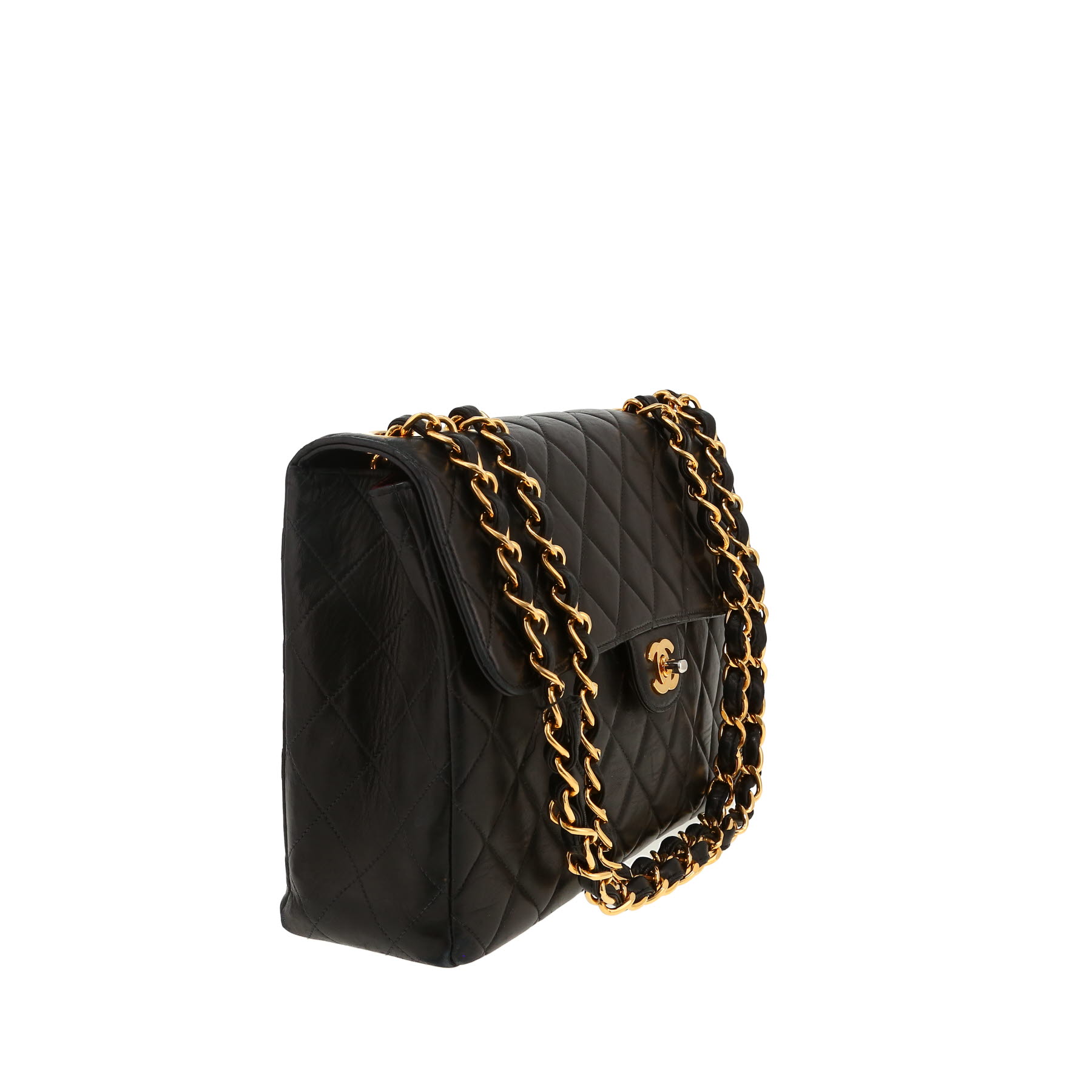 Chanel  Timeless Jumbo shoulder bag  in black quilted leather