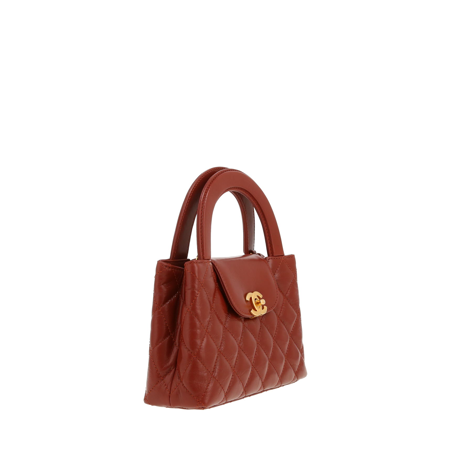 Chanel  Mini Shopping handbag  in cognac quilted leather