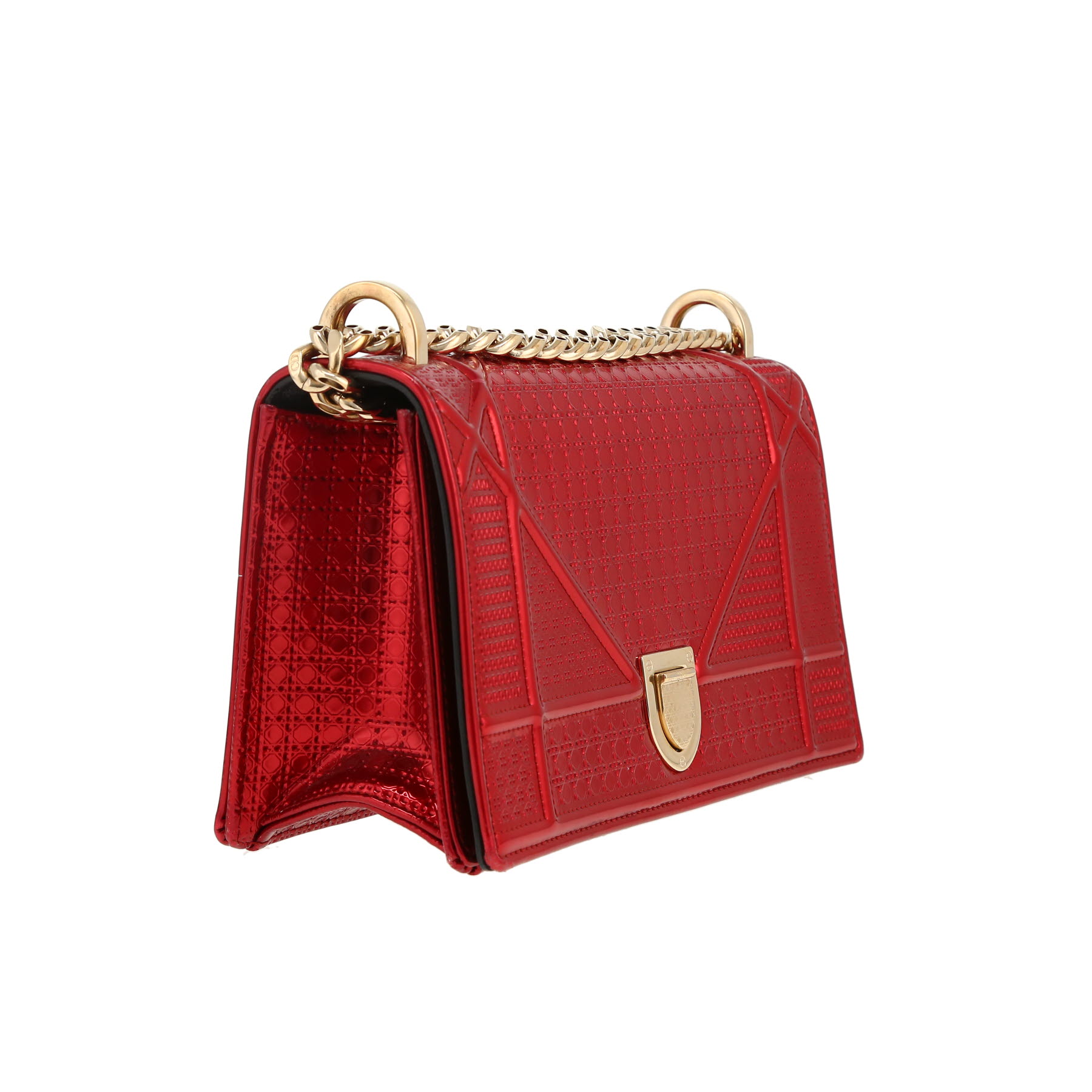 Sac bandoulière Dior  Diorama en cuir verni rouge