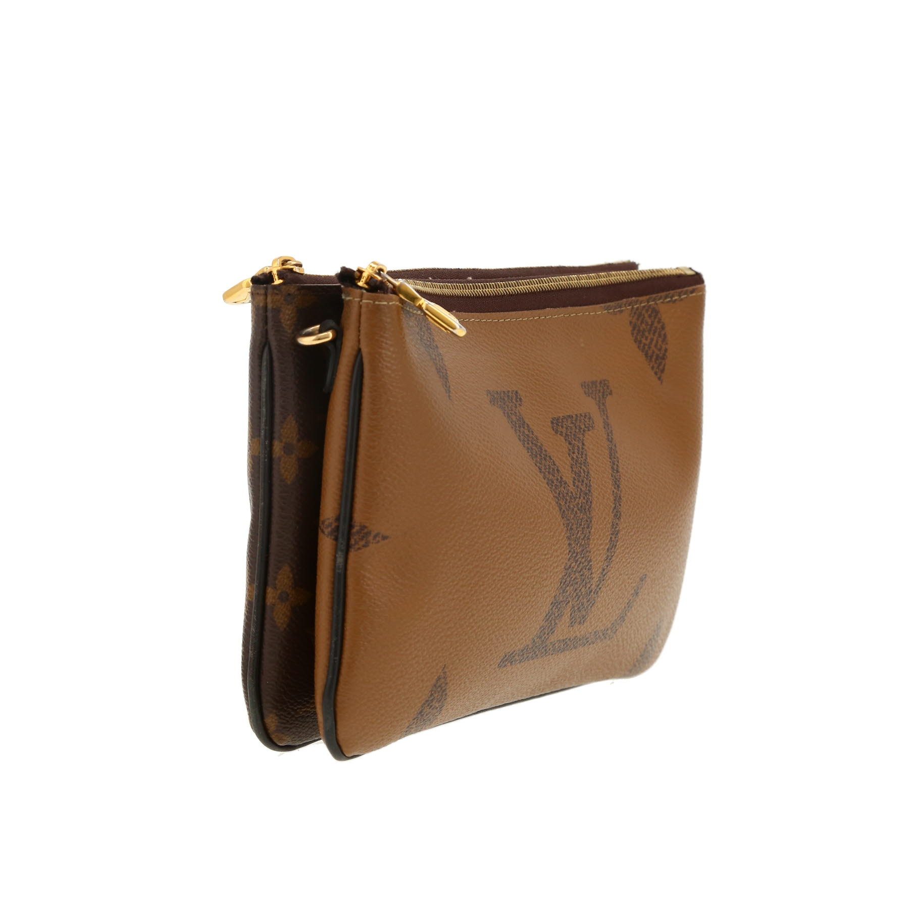 Louis Vuitton  Double Zip shoulder bag  in brown monogram canvas  and black leather