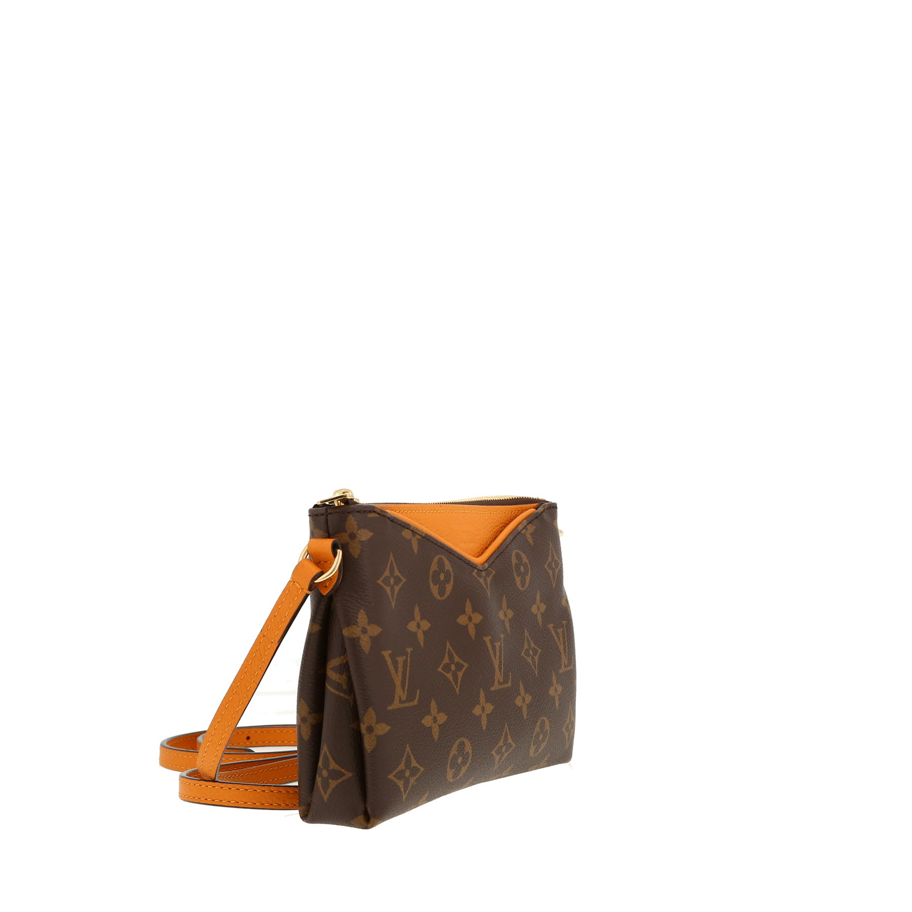 Sac bandoulière Louis Vuitton  Pallas en toile monogram marron et cuir jaune safran