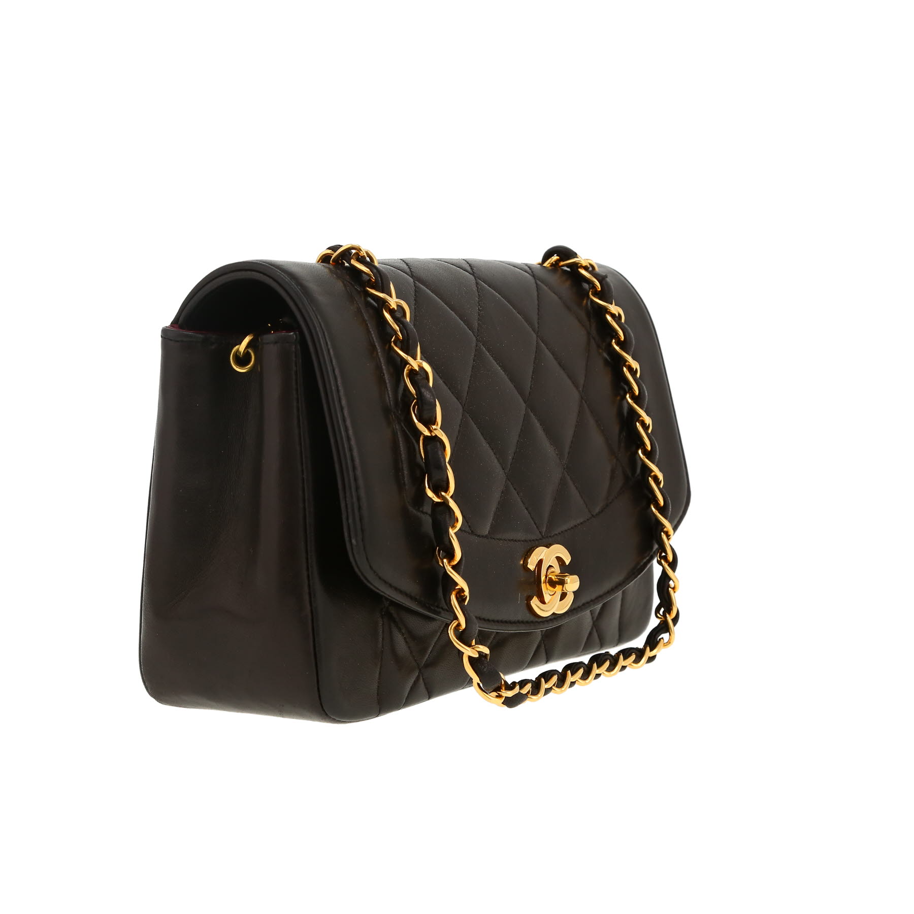 Sac bandoulière Chanel  Diana en cuir matelassé noir