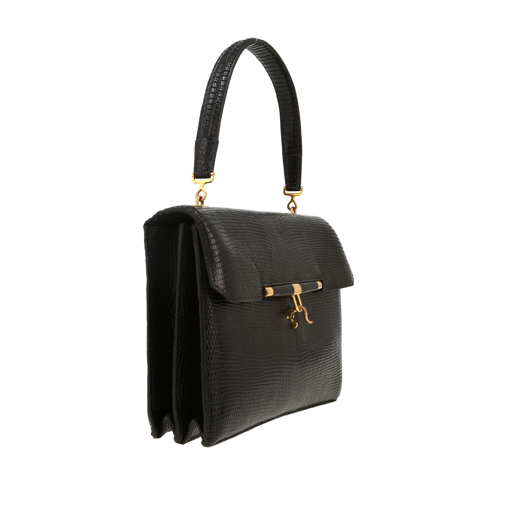 Hermès  Palonnier handbag  in black lizzard