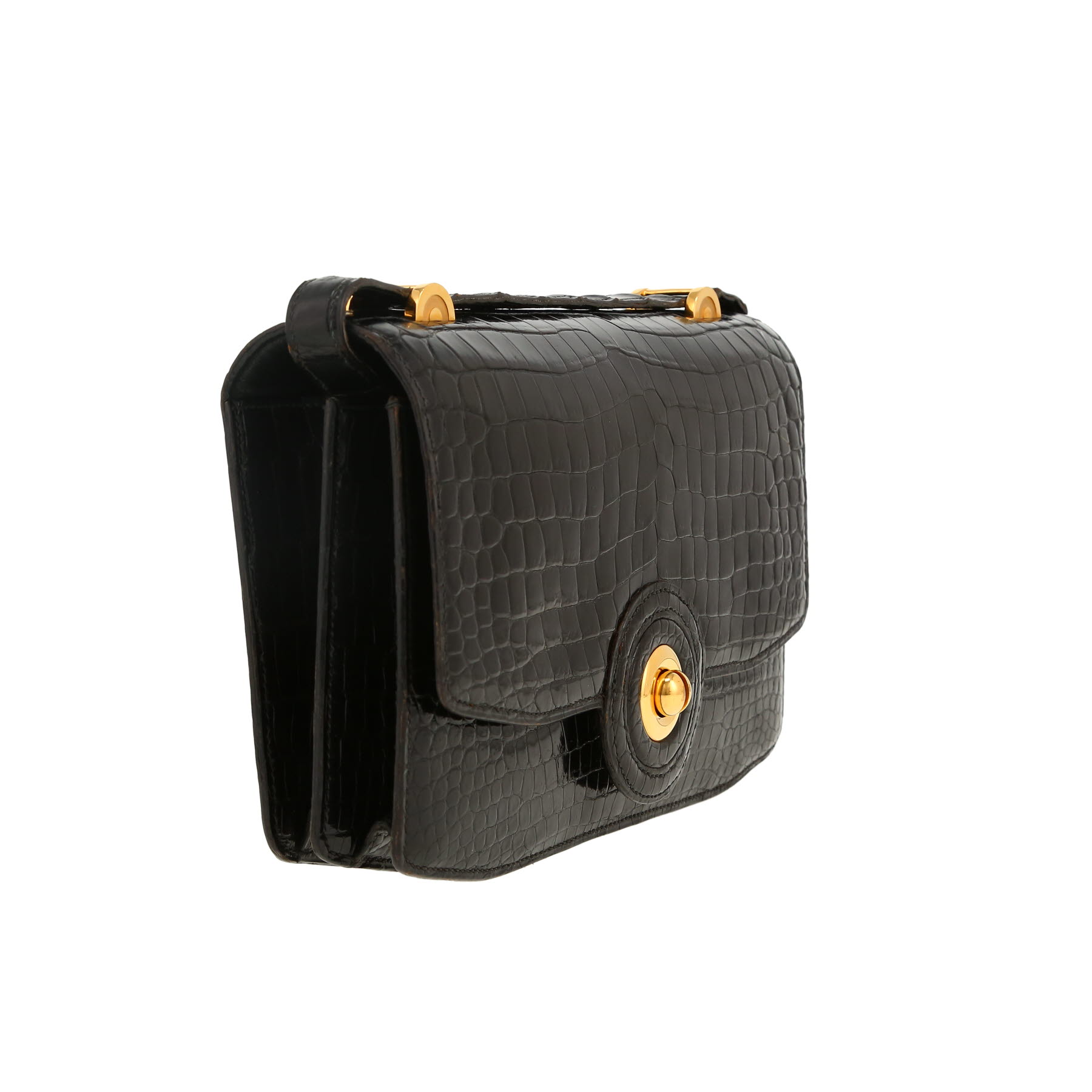 Hermès  Cocarde handbag  in black crocodile