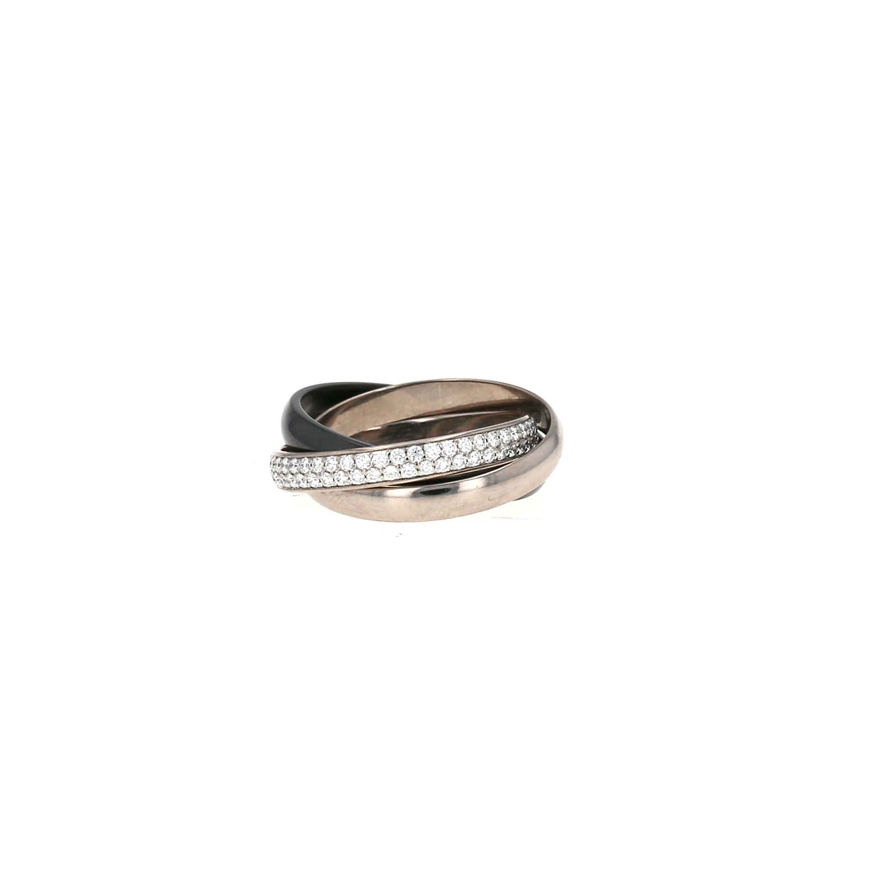 Anello Cartier  modello piccolo in oro bianco, diamanti e ceramica nero