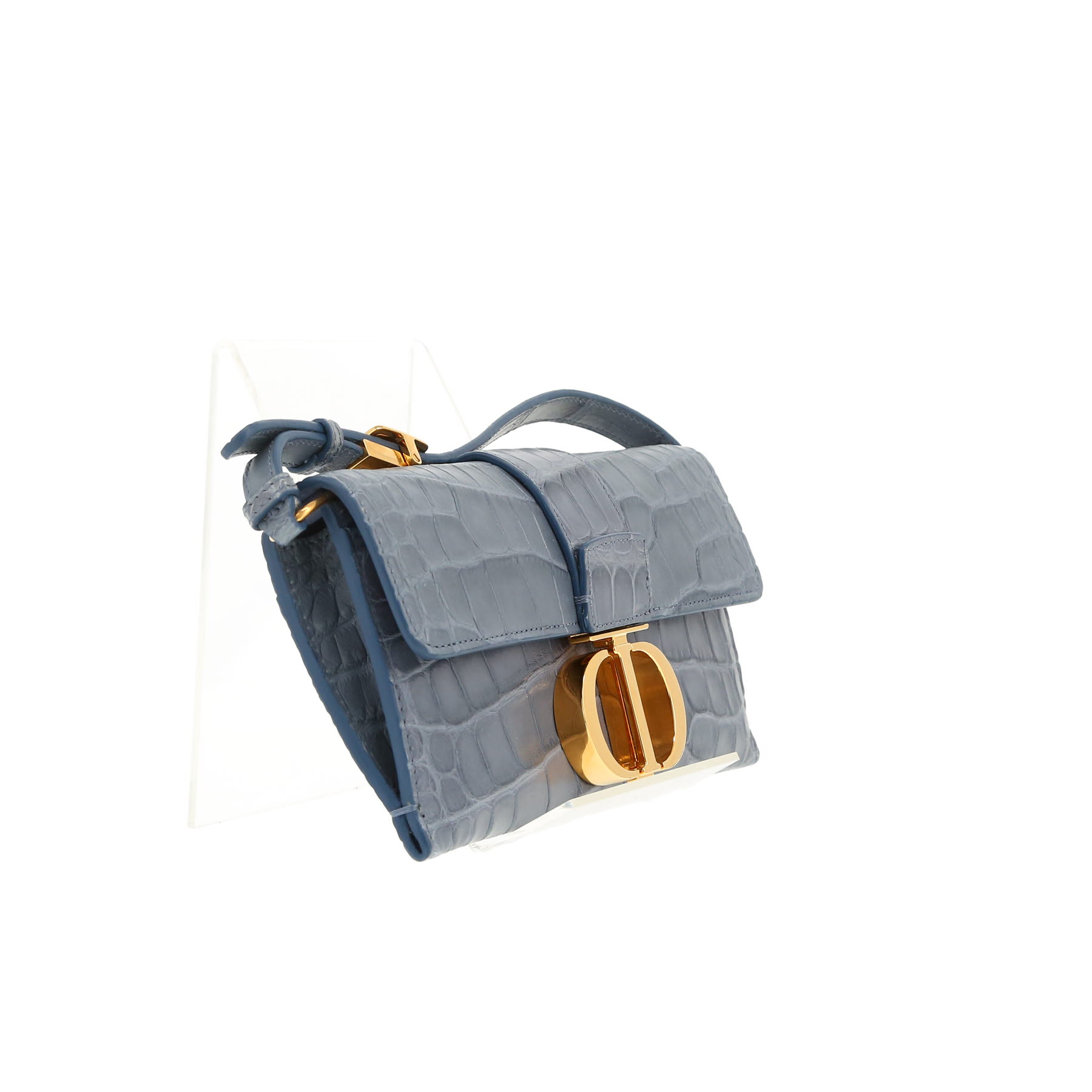 Pochette Dior  30 Montaigne en crocodile bleu