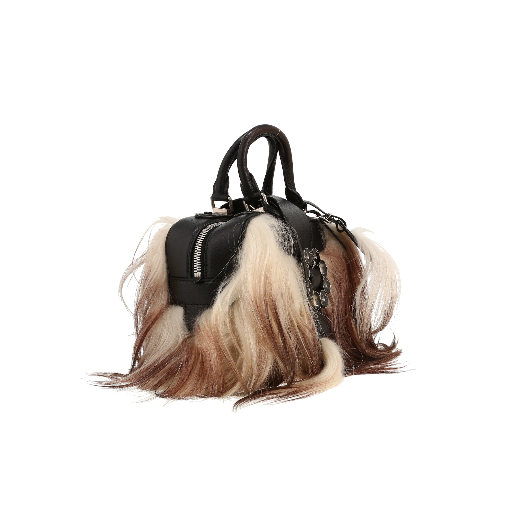 Sac à main Louis Vuitton  Transsiberian en fourrure écrue et marron et cuir noir