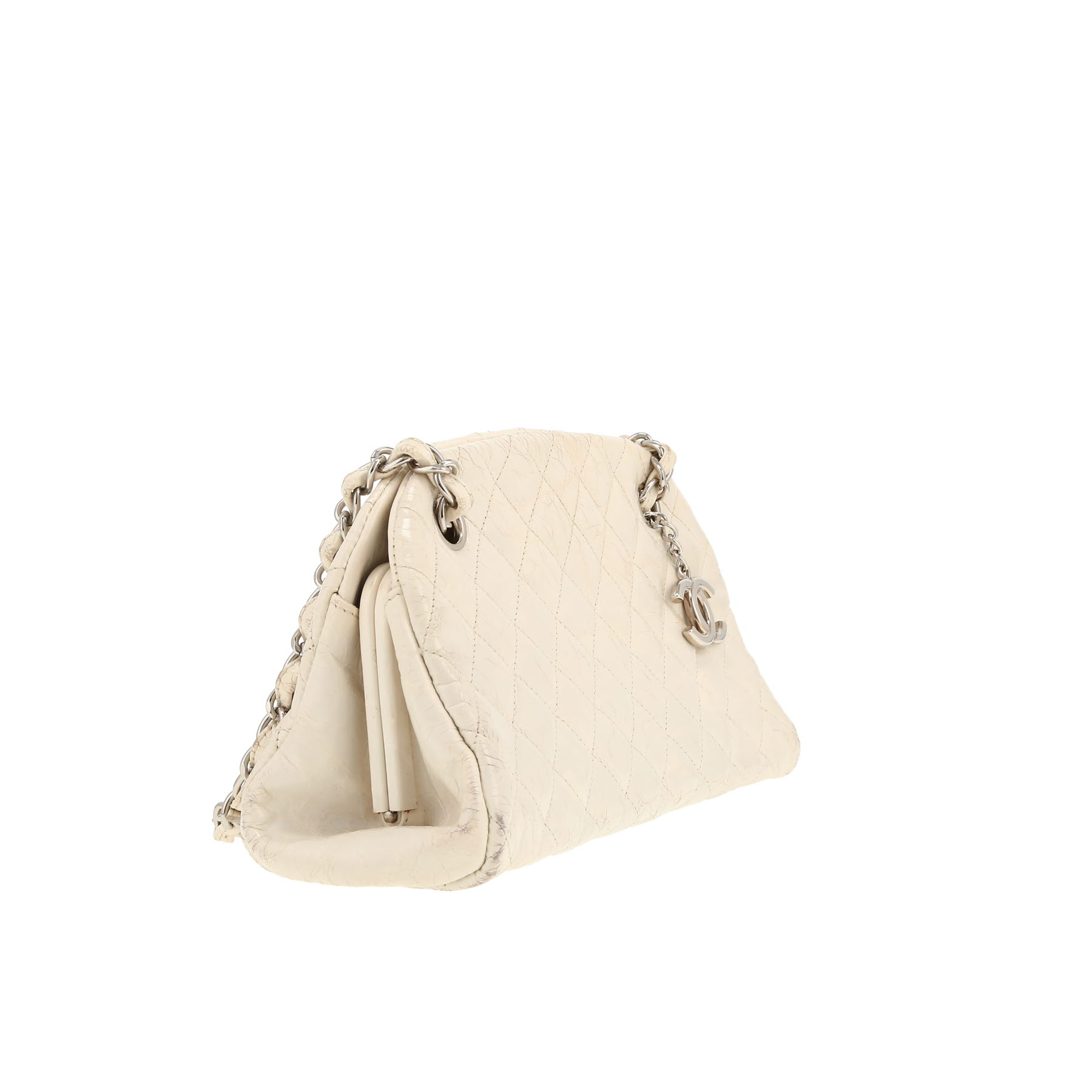Chanel  Mademoiselle handbag  in white patent quilted leather