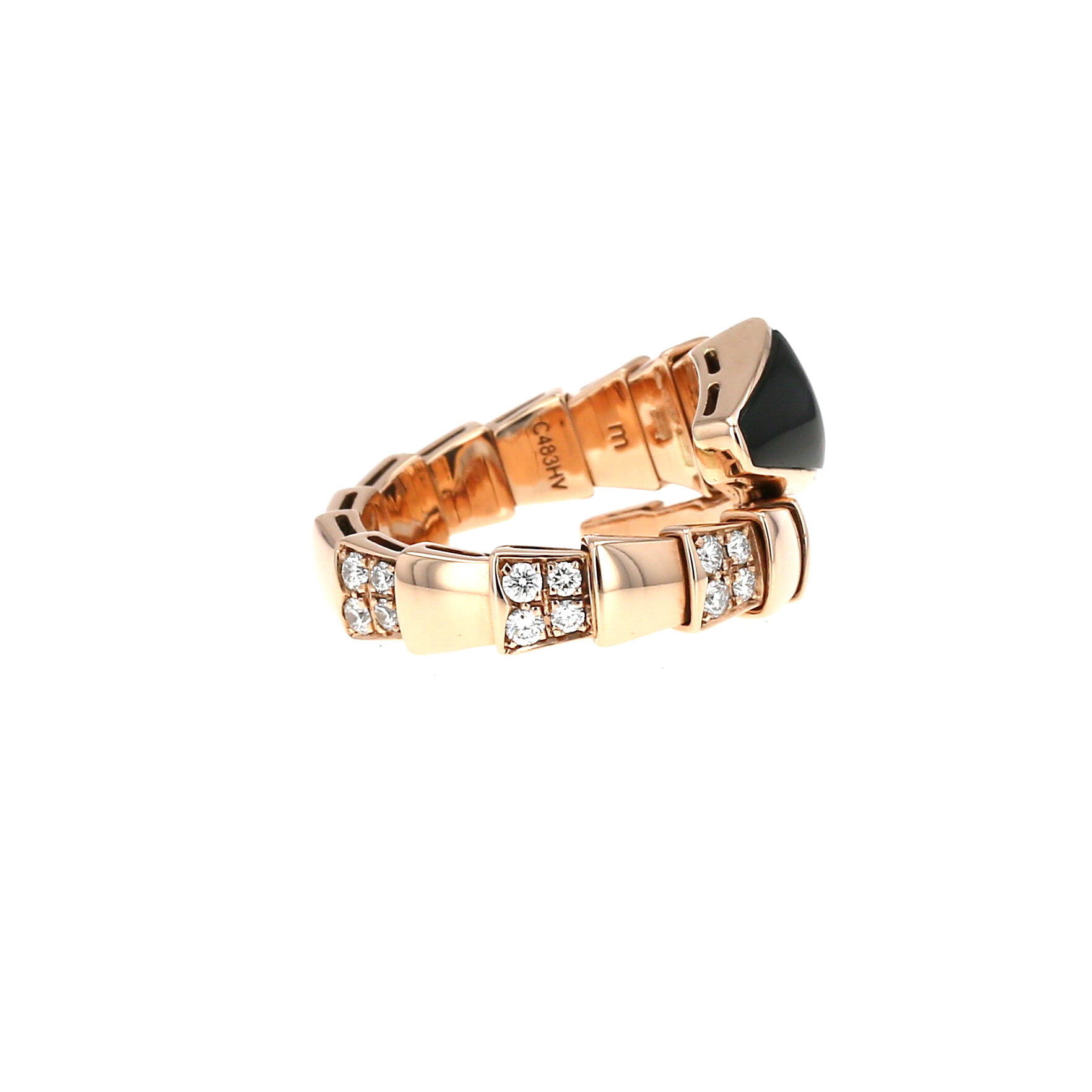 Anello Bulgari Serpenti Viper in oro rosa, diamanti e onice
