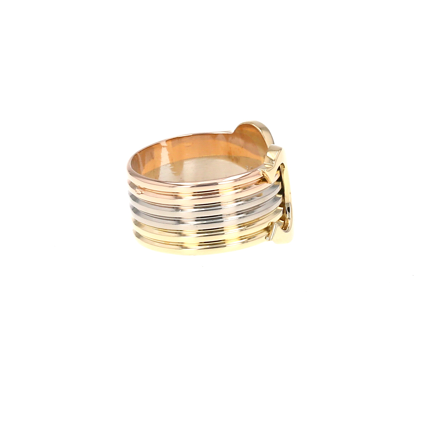 Anello aperto Cartier C de Cartier modello grande in oro giallo, oro rosa e oro bianco