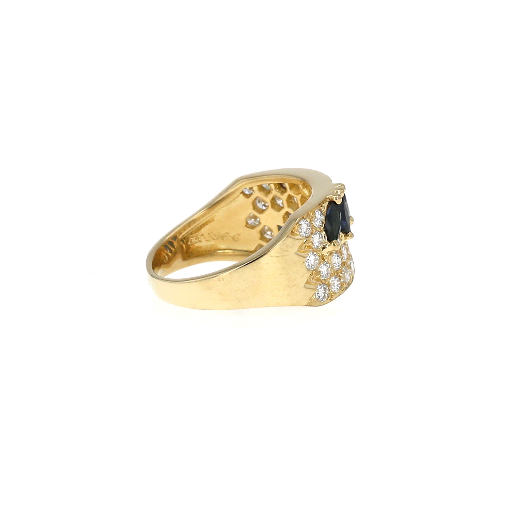 Bague Van Cleef 
Arpels  en or jaune, diamants et saphirs