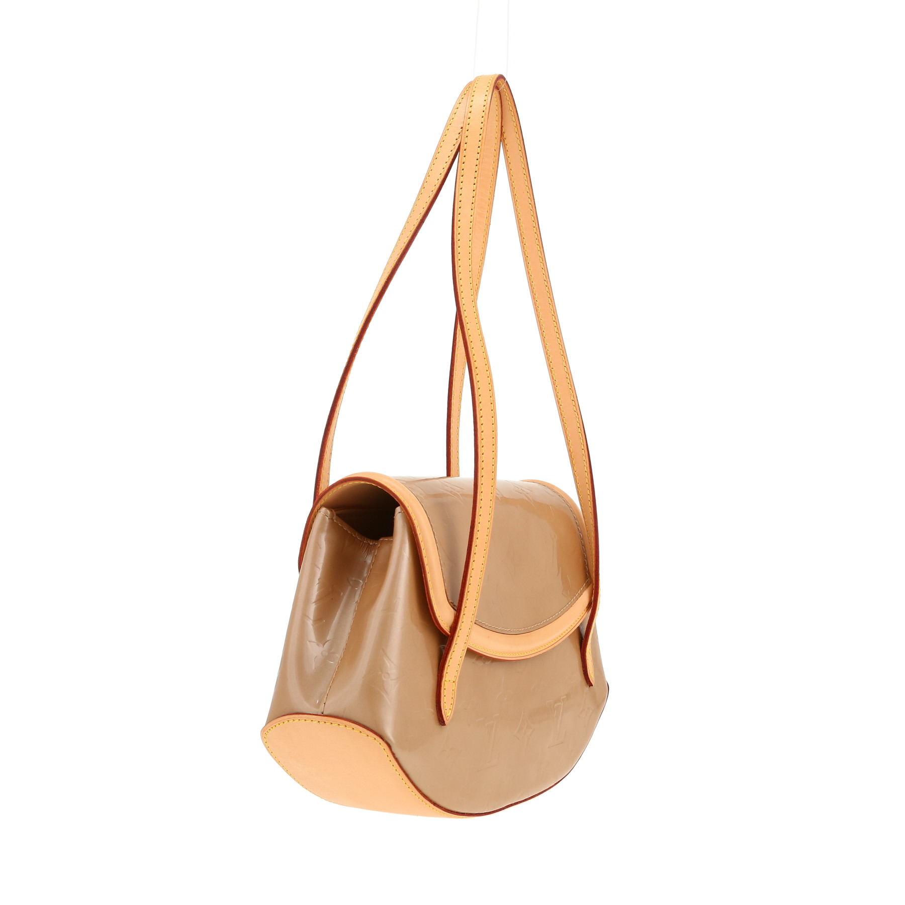Bolso de mano Louis Vuitton  Biscayne en charol Monogram beige y cuero natural