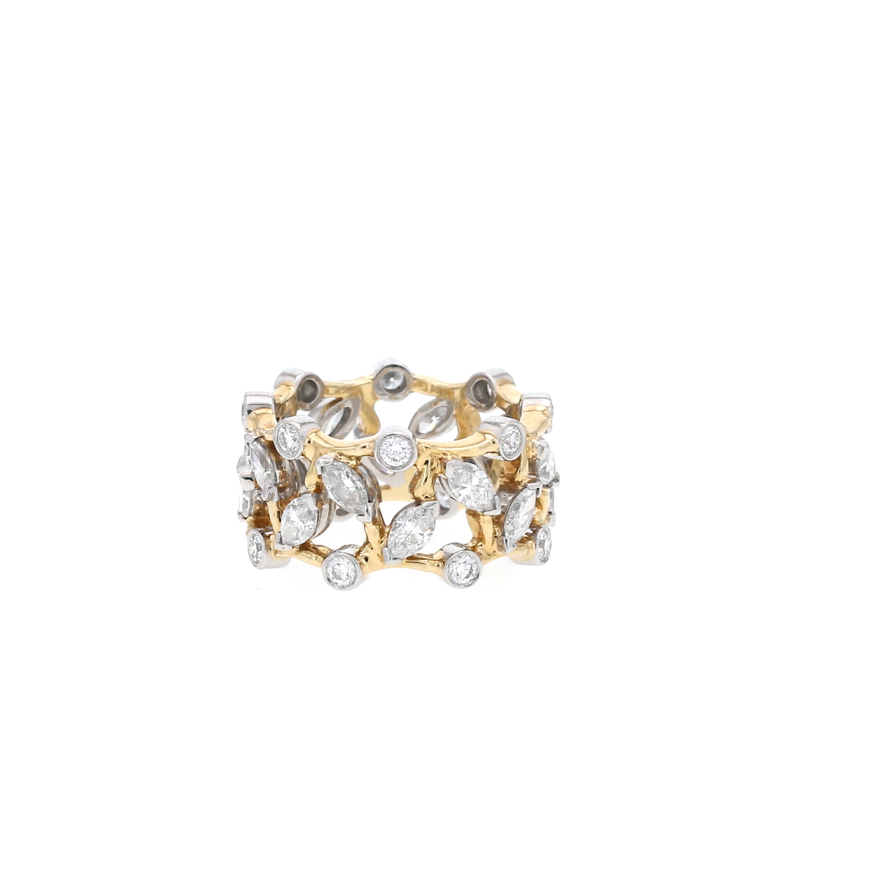 Tiffany & Co and Jean Schlumberger studios Vigne sleeve ring in platinium, yellow gold and diamonds