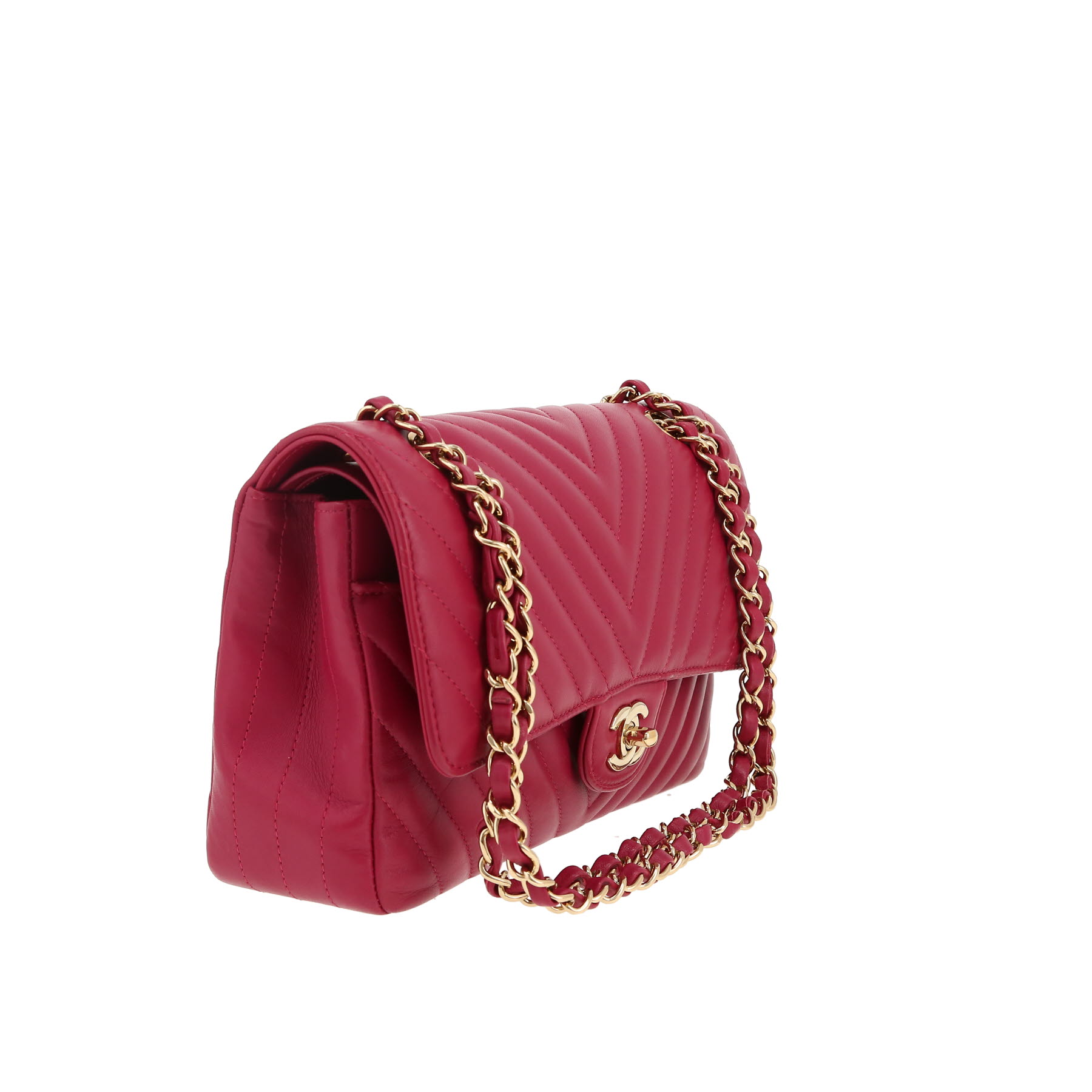 Chanel  Timeless Classic handbag  in fushia pink chevron quilted leather
