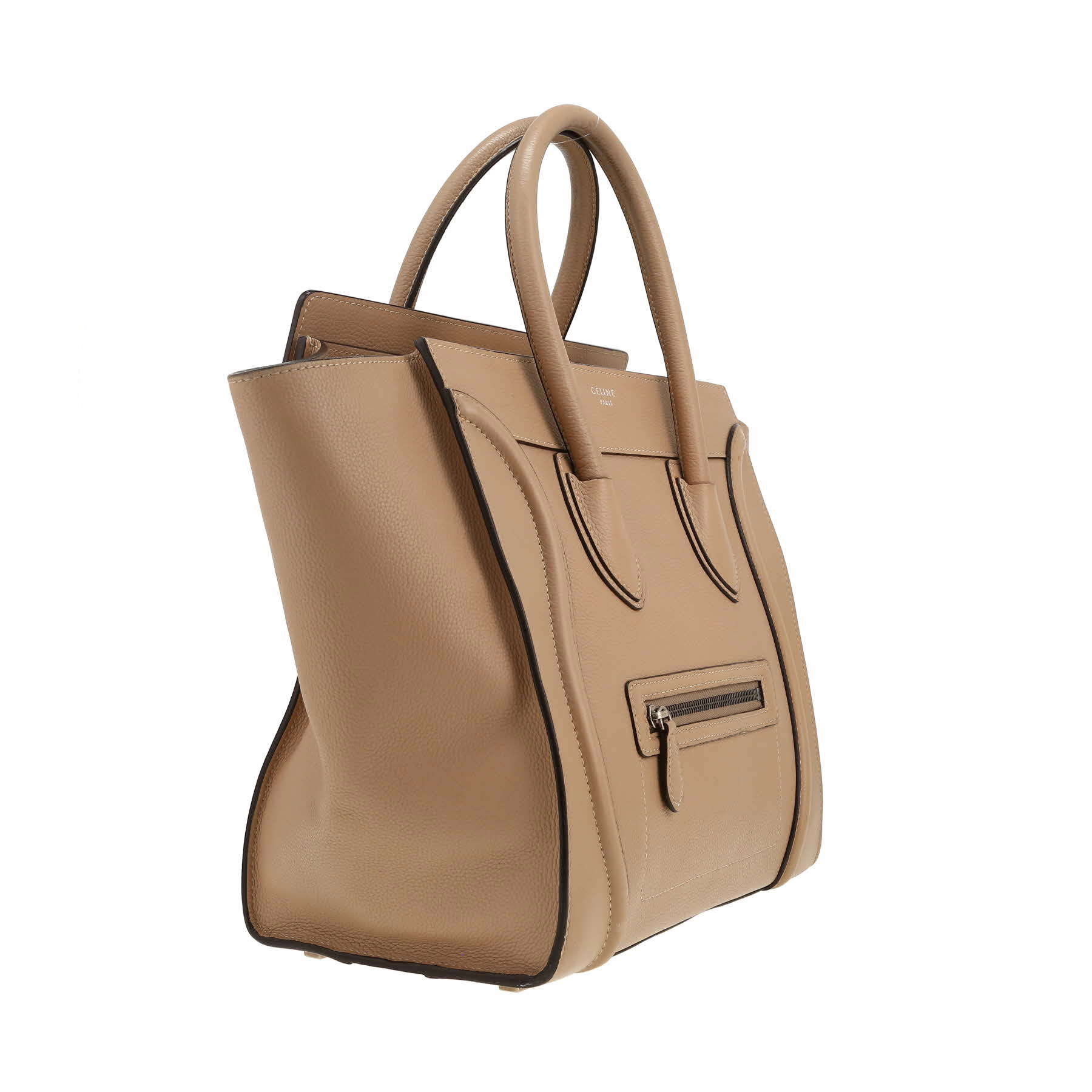 Sac à main Celine  Luggage Mini en cuir beige
