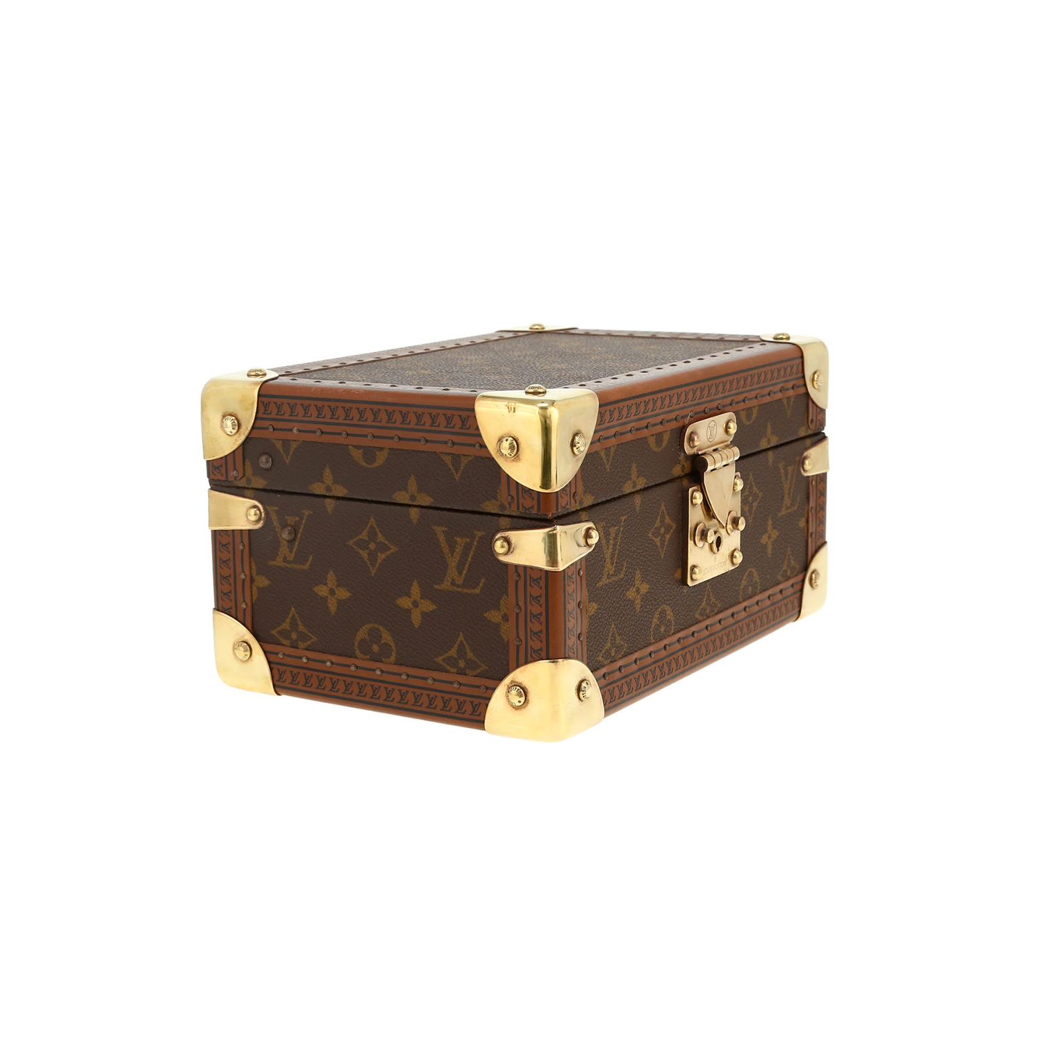 Boîte à bijoux Louis Vuitton  Tresor en toile monogram marron et lozine marron