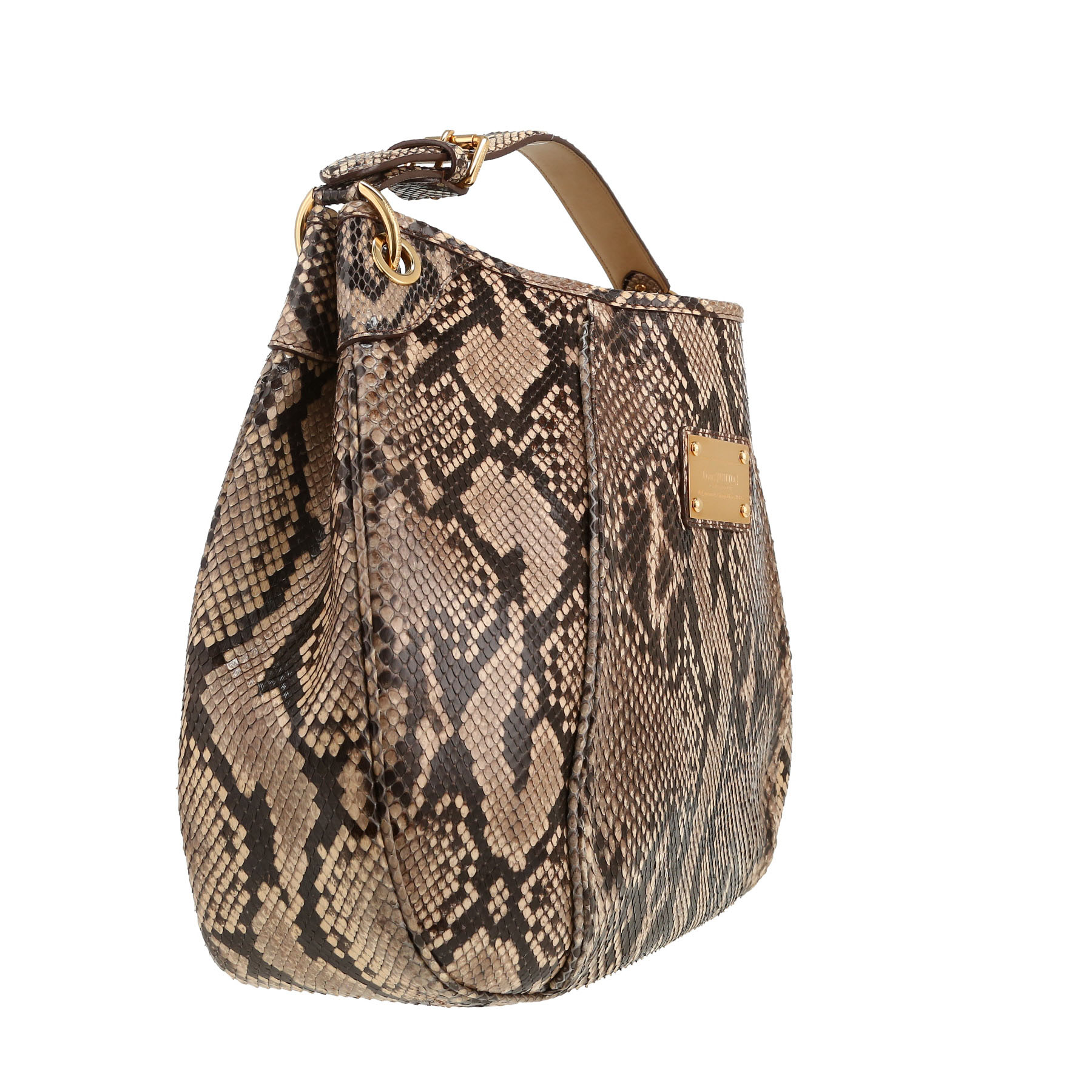 Sac à main Louis Vuitton  Galliera grand modèle  en python beige et noir