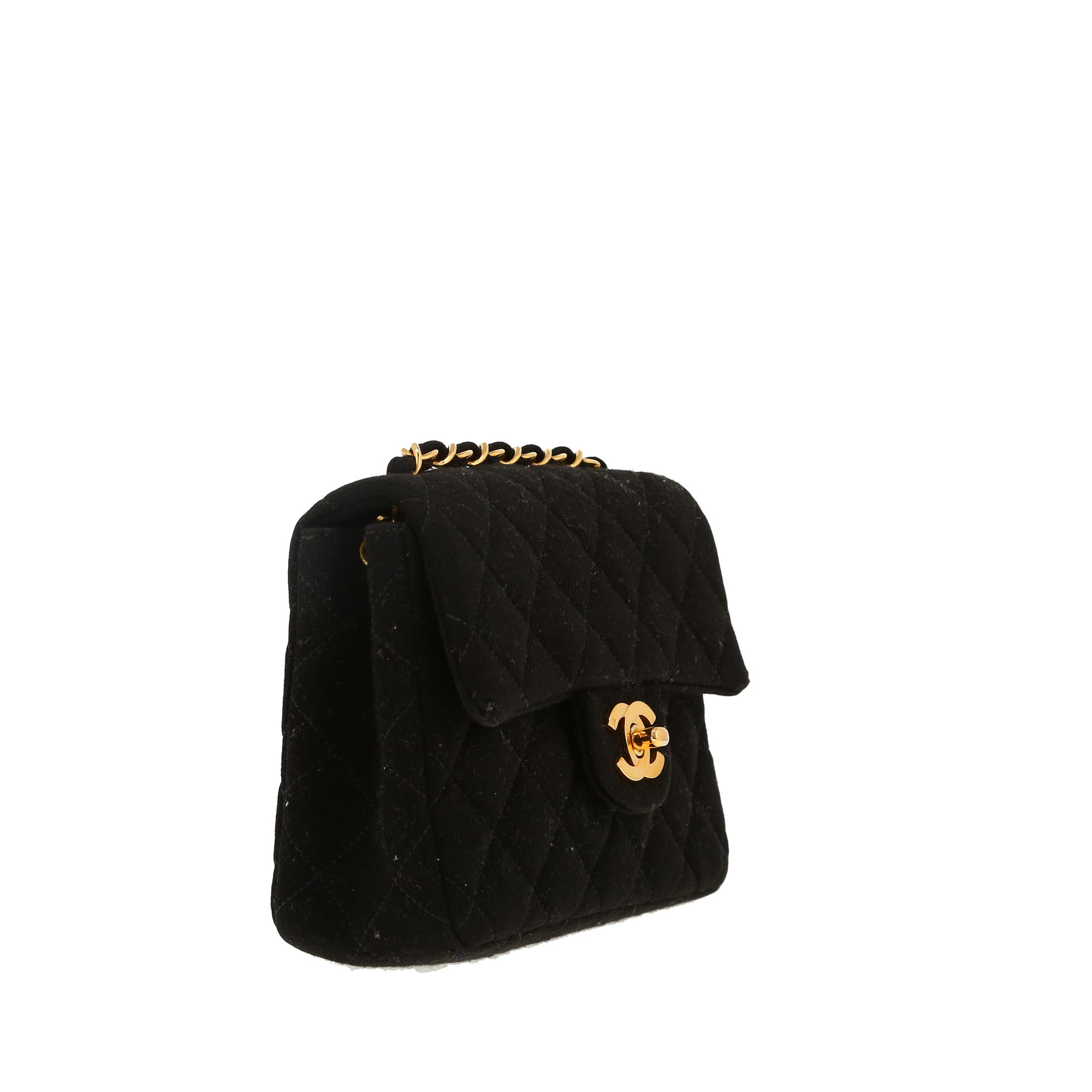 Borsa a tracolla Chanel  Mini Carré in tela trapuntata nera