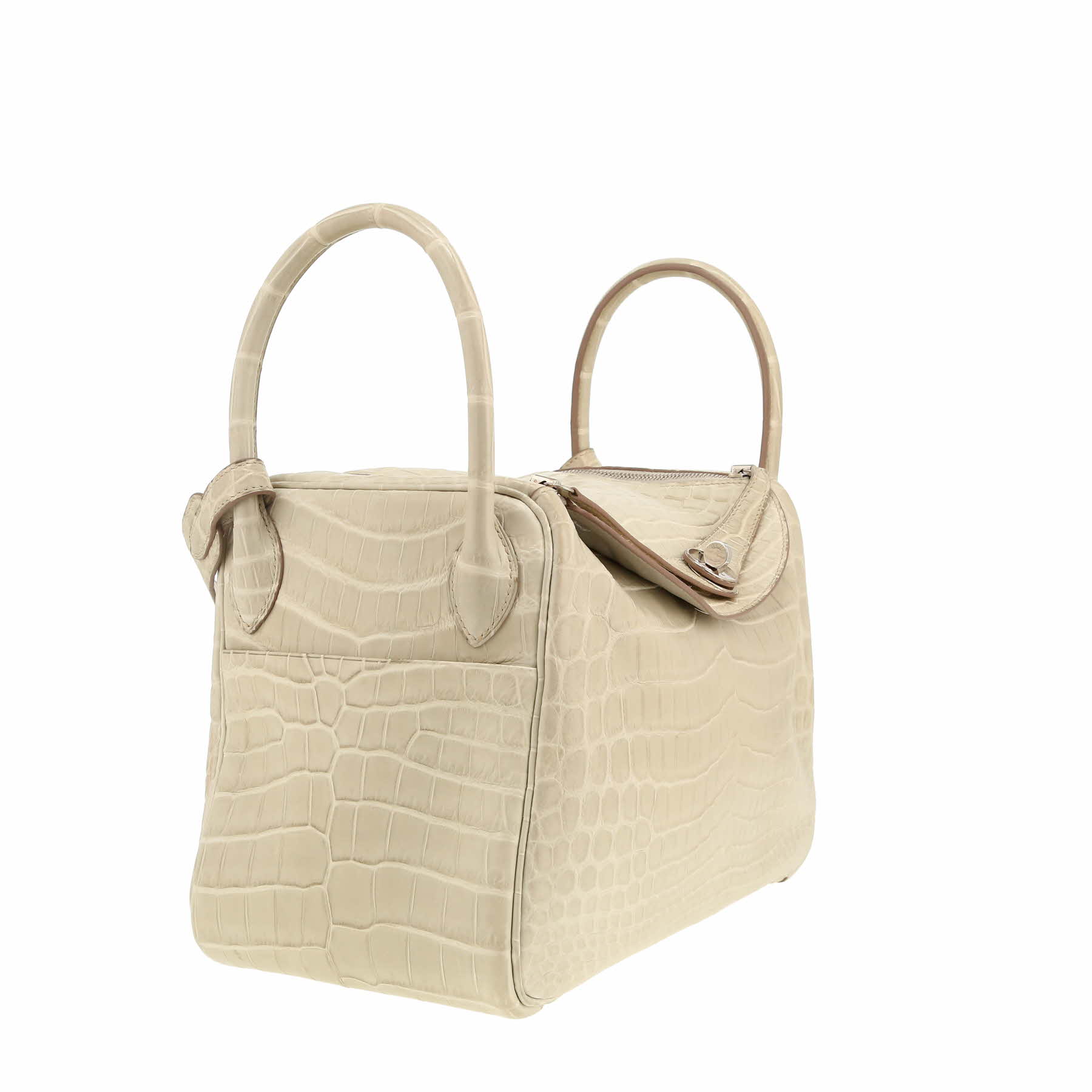 Sac à main Hermès  Lindy 30 cm en crocodile niloticus beige
